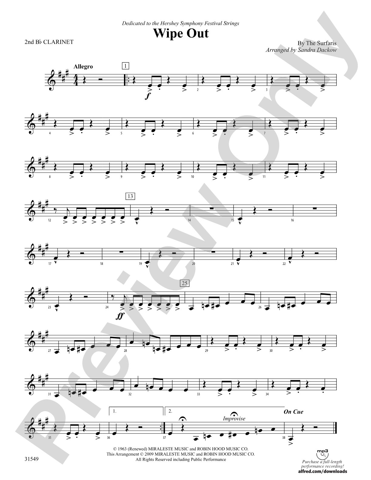 Wipe Out: 2nd B-flat Clarinet