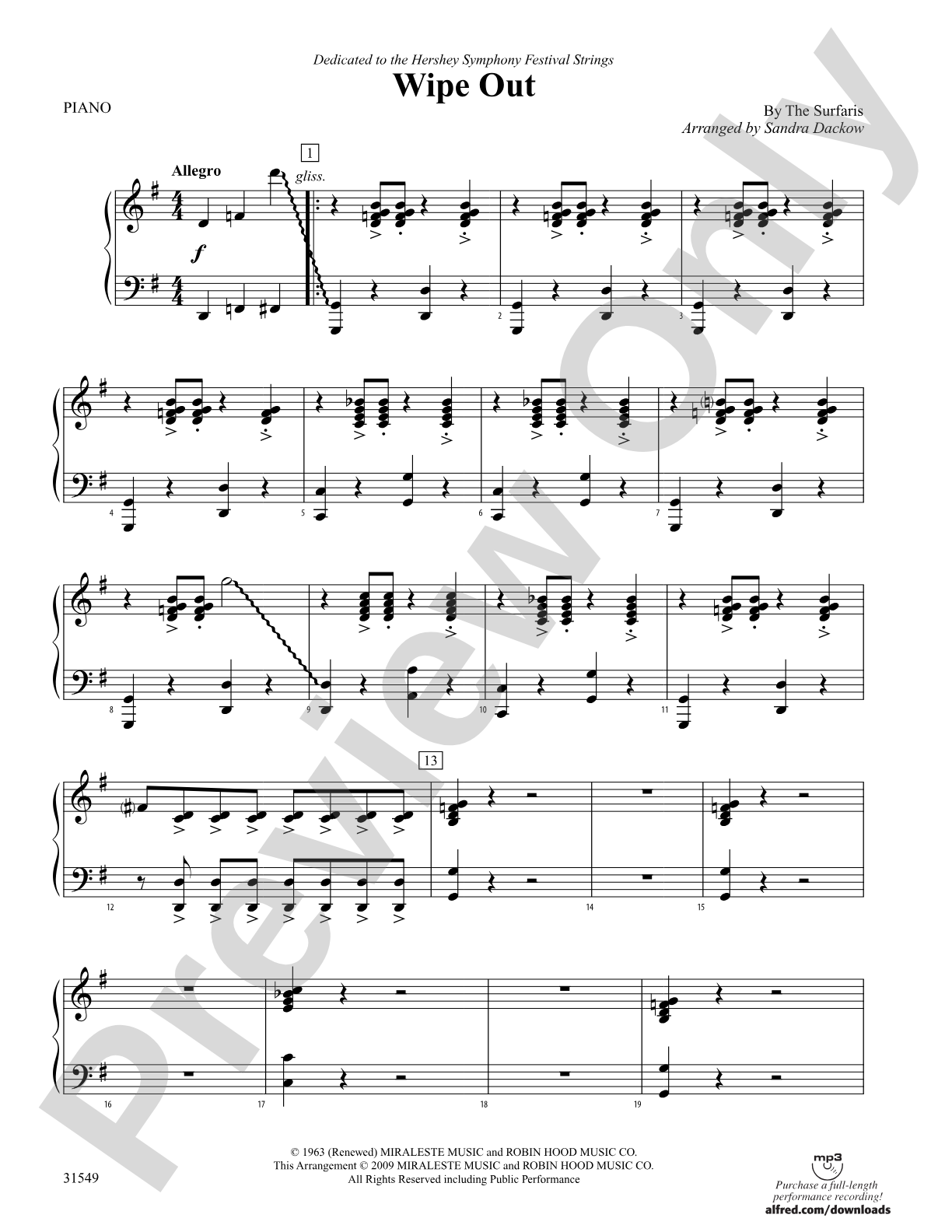 Wipe Out: Piano Accompaniment