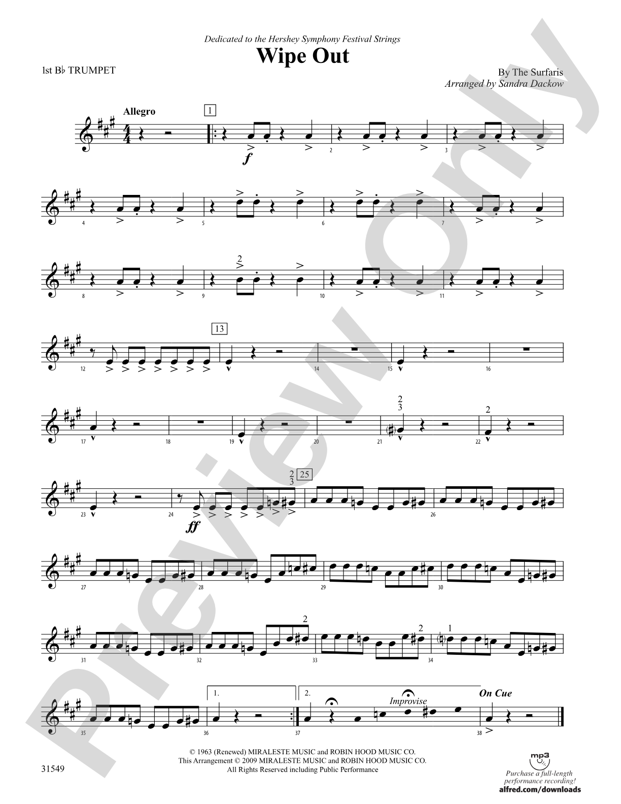 Wipe Out: 1st B-flat Trumpet