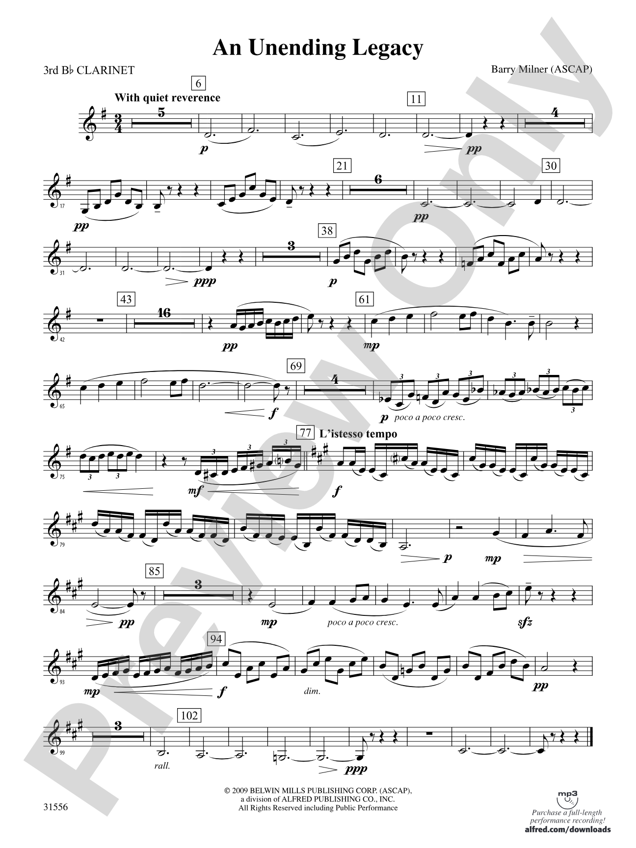 An Unending Legacy: 3rd B-flat Clarinet