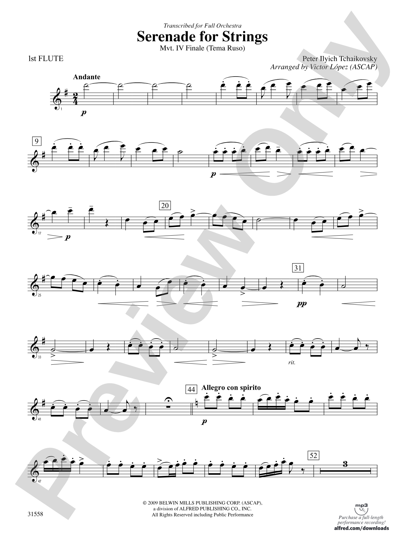 Serenade for Strings Mvt. IV Finale (Tema Ruso): Flute
