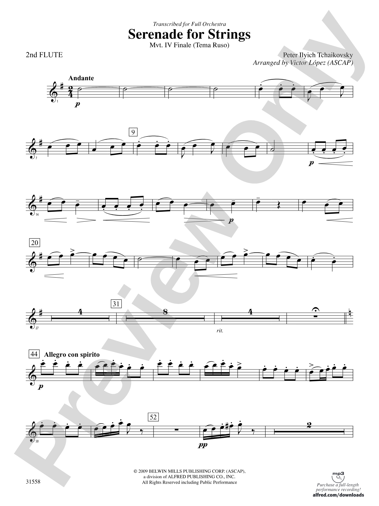 Serenade for Strings Mvt. IV Finale (Tema Ruso): 2nd Flute