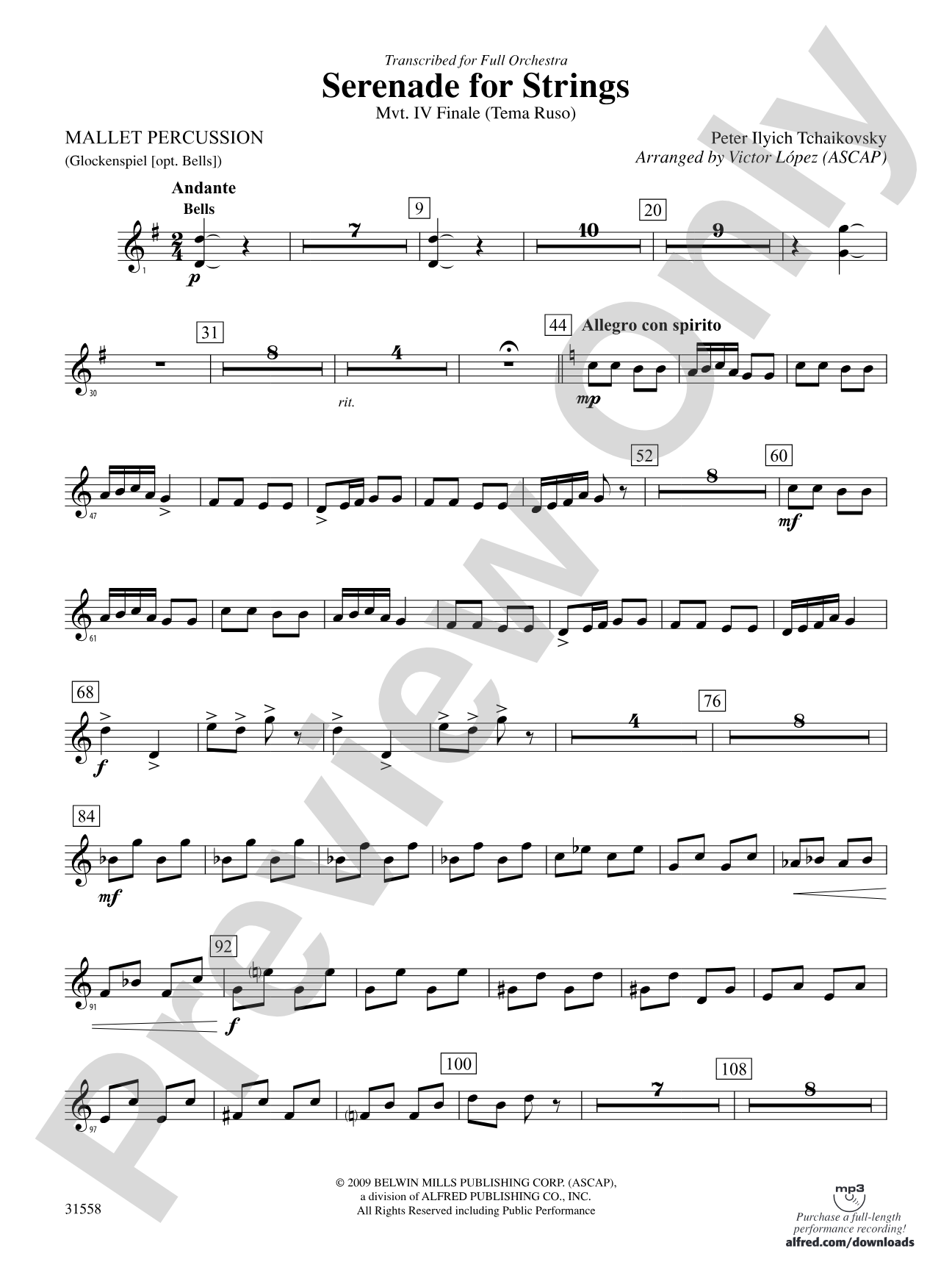 Serenade for Strings Mvt. IV Finale (Tema Ruso): Mallets