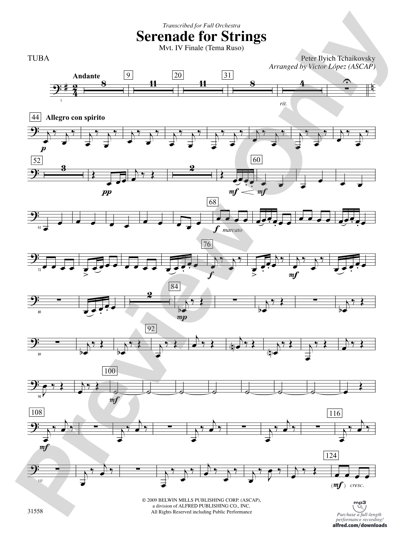 Serenade for Strings Mvt. IV Finale (Tema Ruso): Tuba