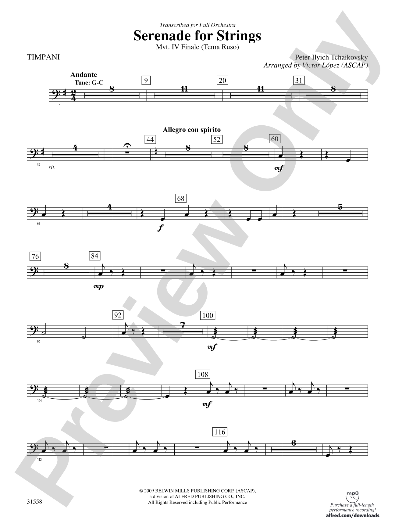 Serenade for Strings Mvt. IV Finale (Tema Ruso): Timpani
