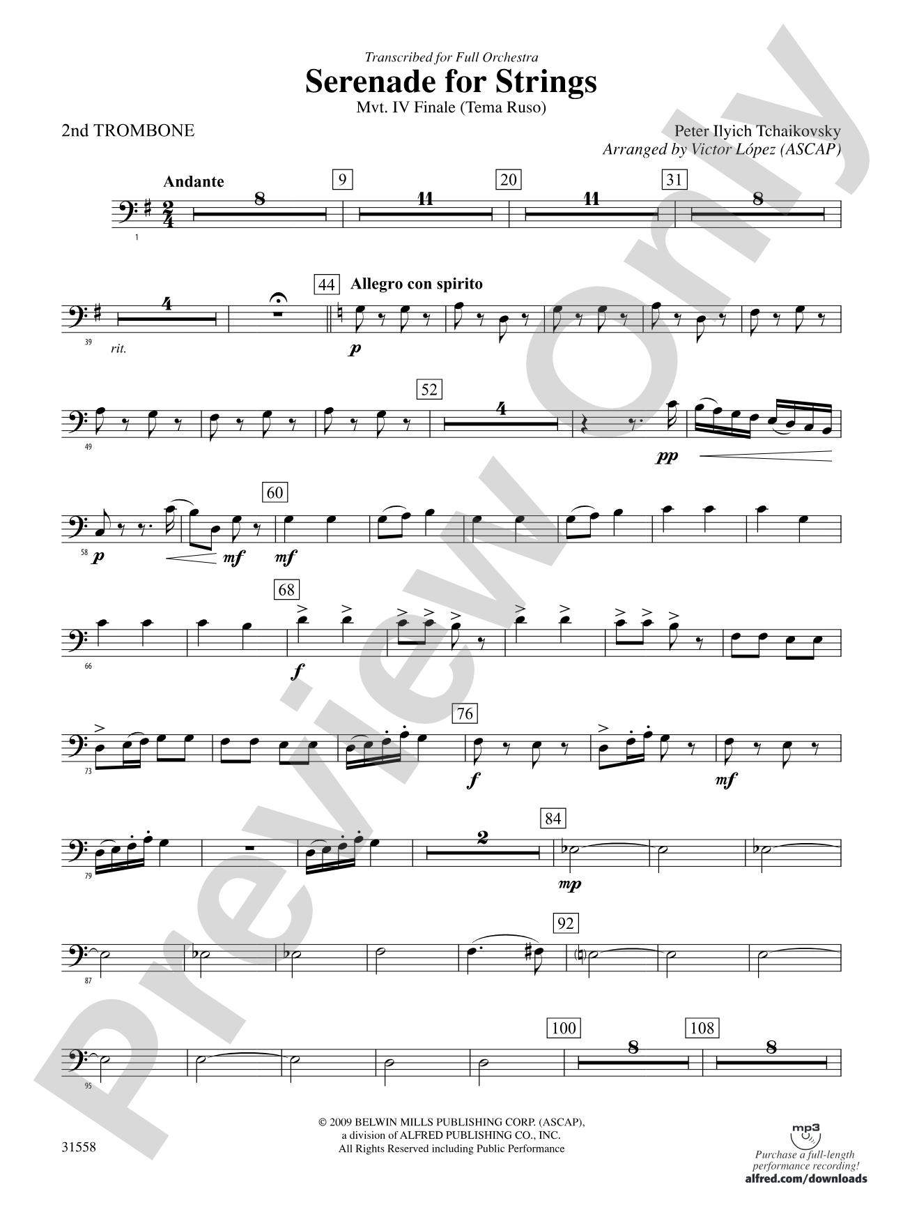 Serenade for Strings Mvt. IV Finale (Tema Ruso): 2nd Trombone