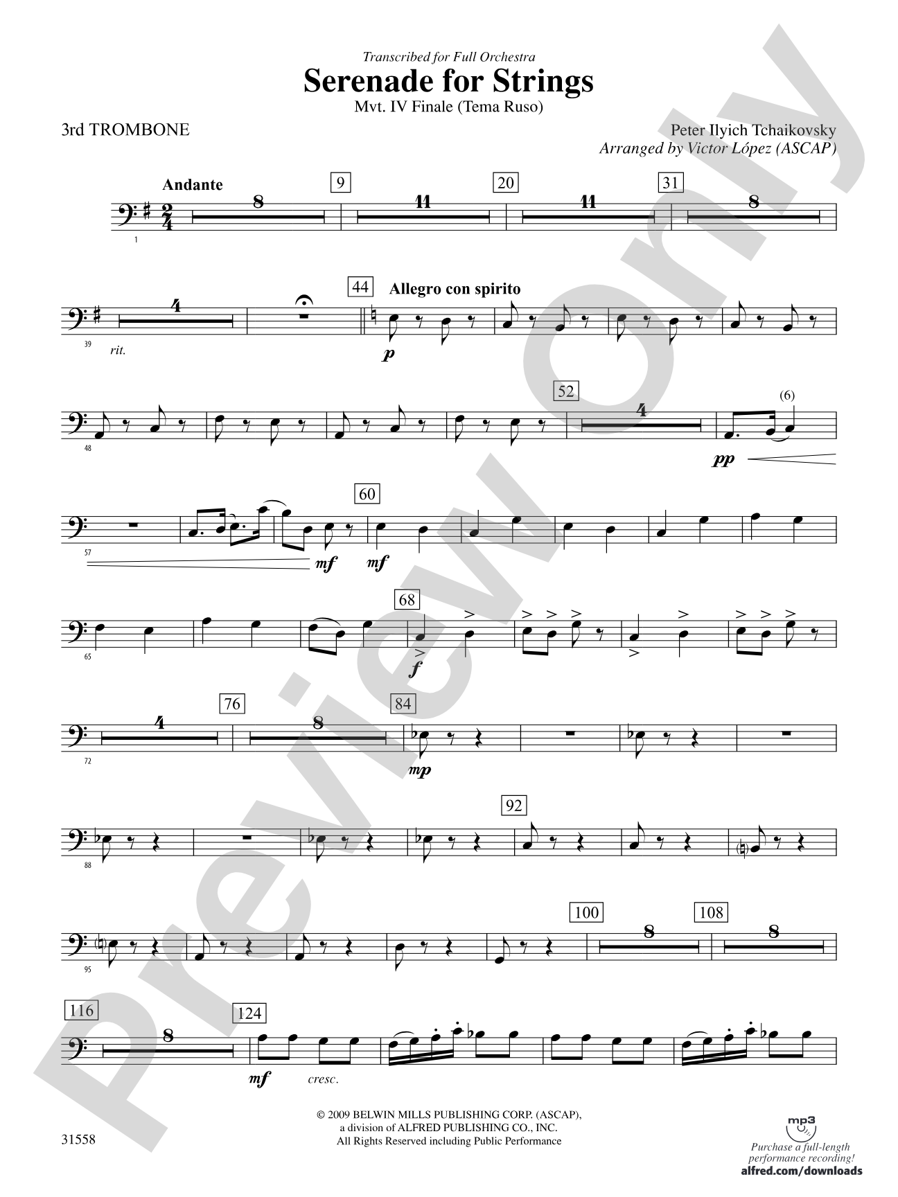Serenade for Strings Mvt. IV Finale (Tema Ruso): 3rd Trombone