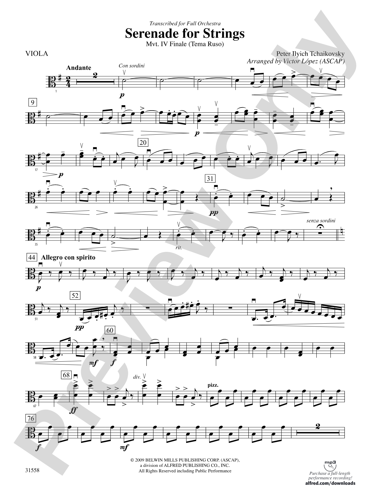 Serenade for Strings Mvt. IV Finale (Tema Ruso): Viola