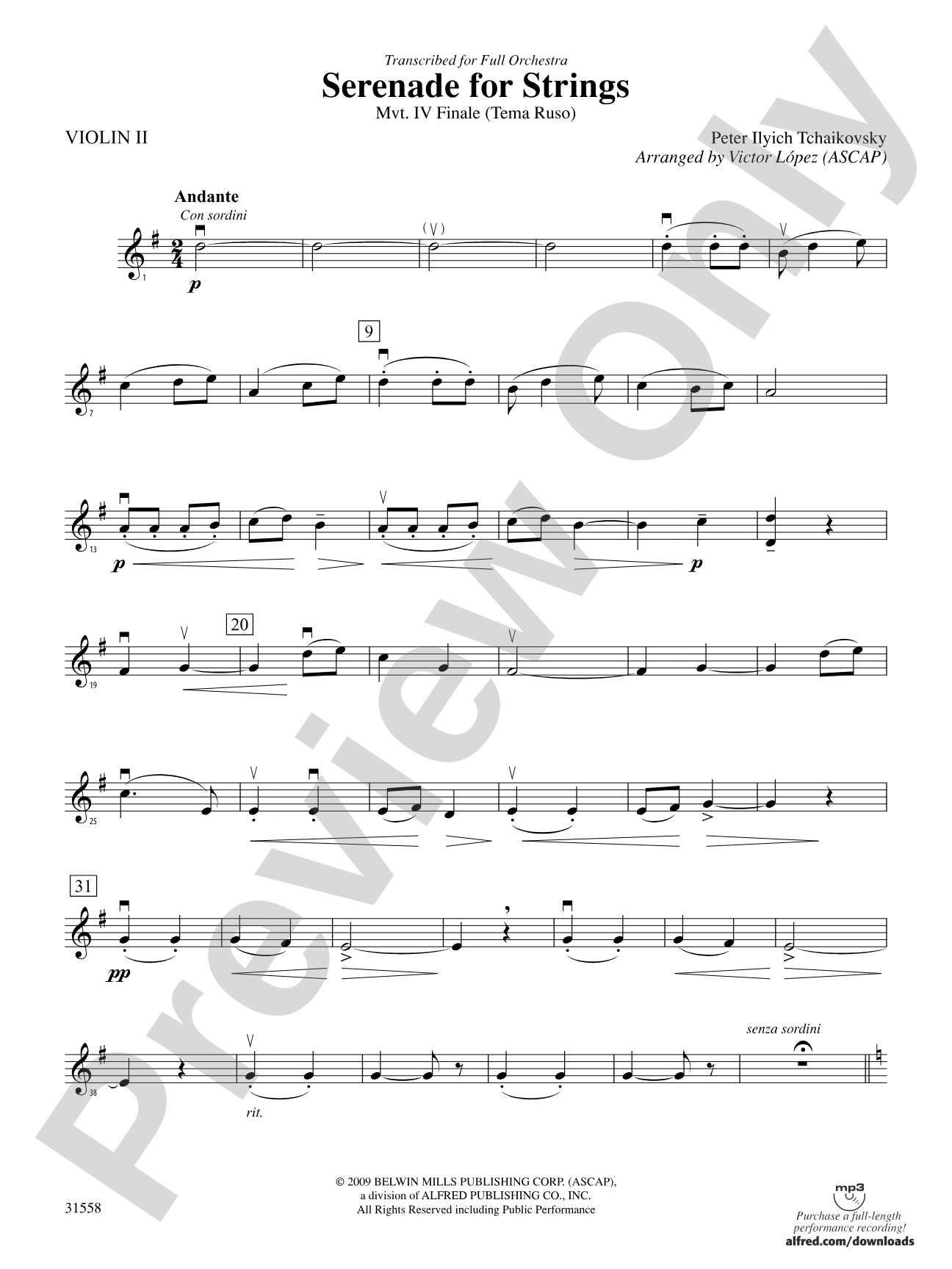 Serenade for Strings Mvt. IV Finale (Tema Ruso): 2nd Violin