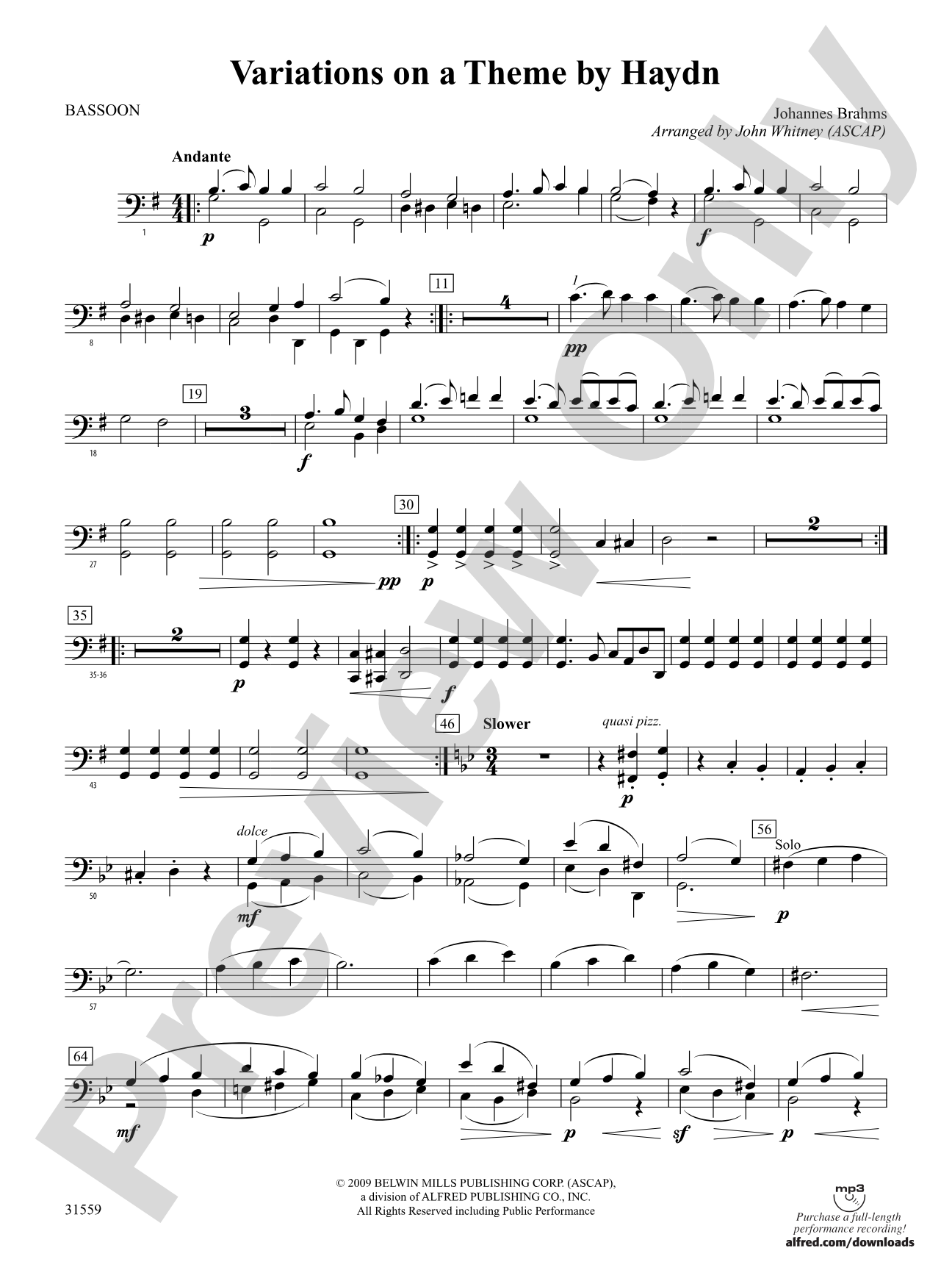 Variations on a Theme by Haydn: Bassoon