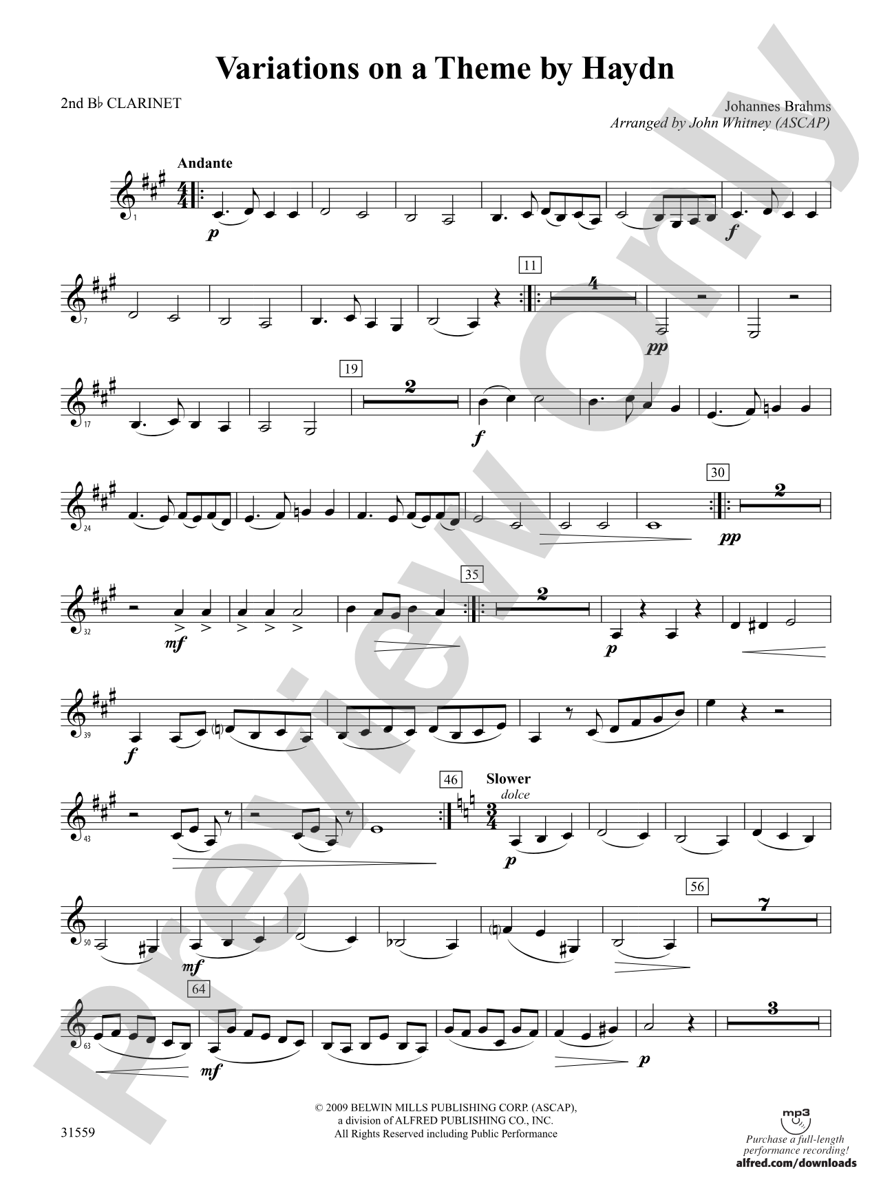 Variations on a Theme by Haydn: 2nd B-flat Clarinet