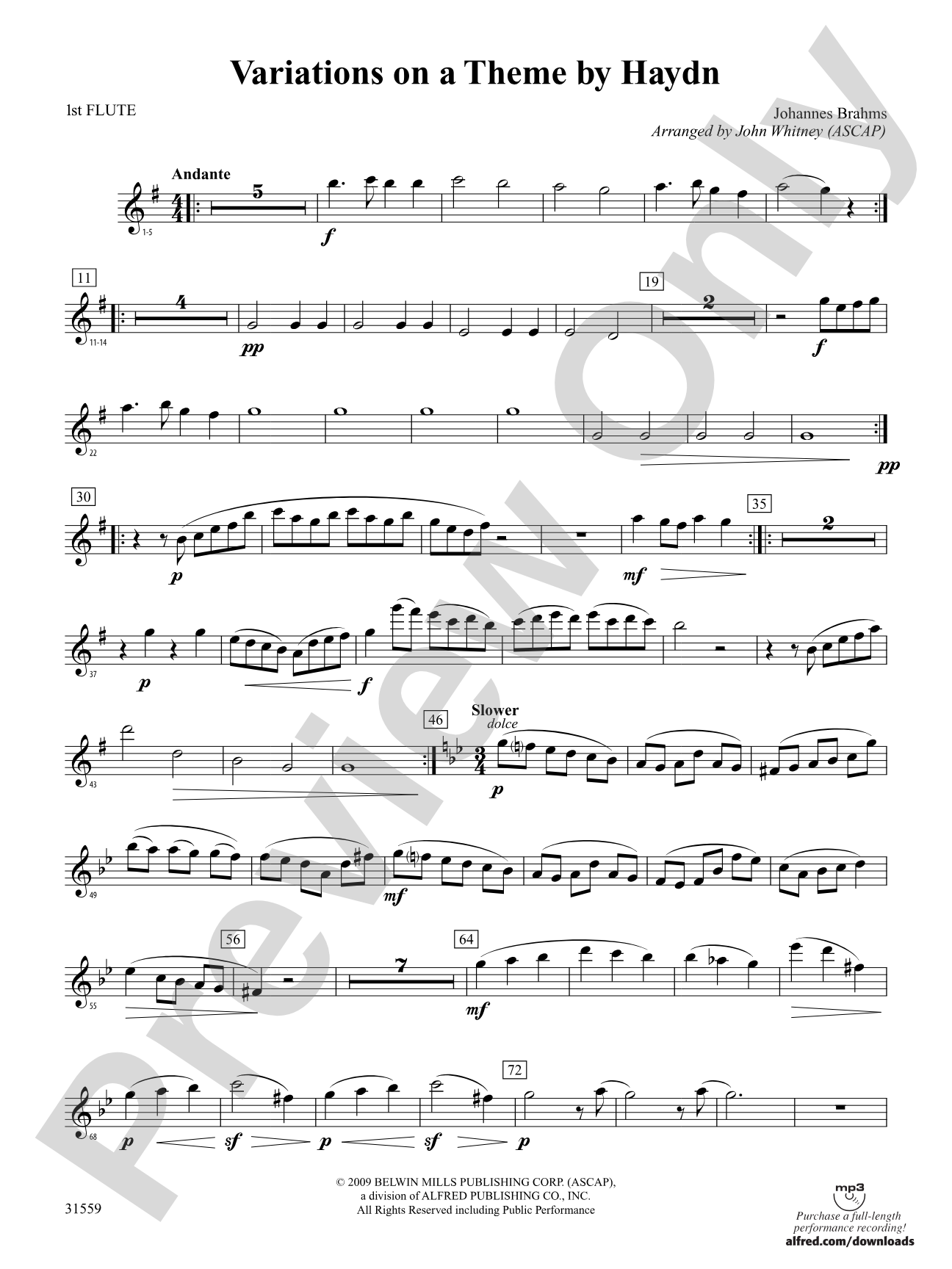 Variations on a Theme by Haydn: Flute