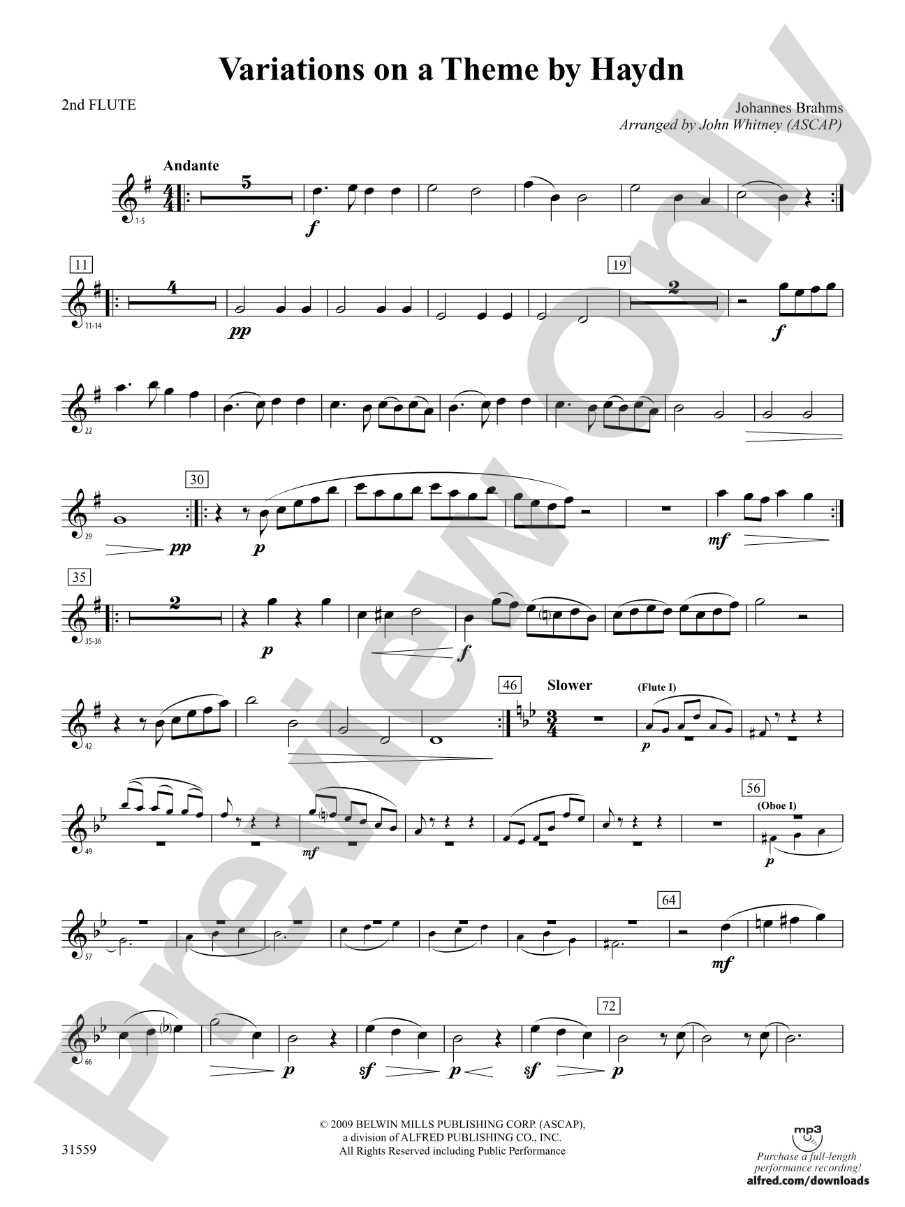 Variations on a Theme by Haydn: 2nd Flute