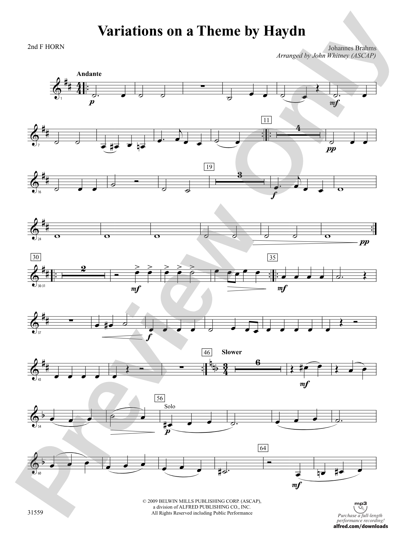 Variations on a Theme by Haydn: 2nd F Horn