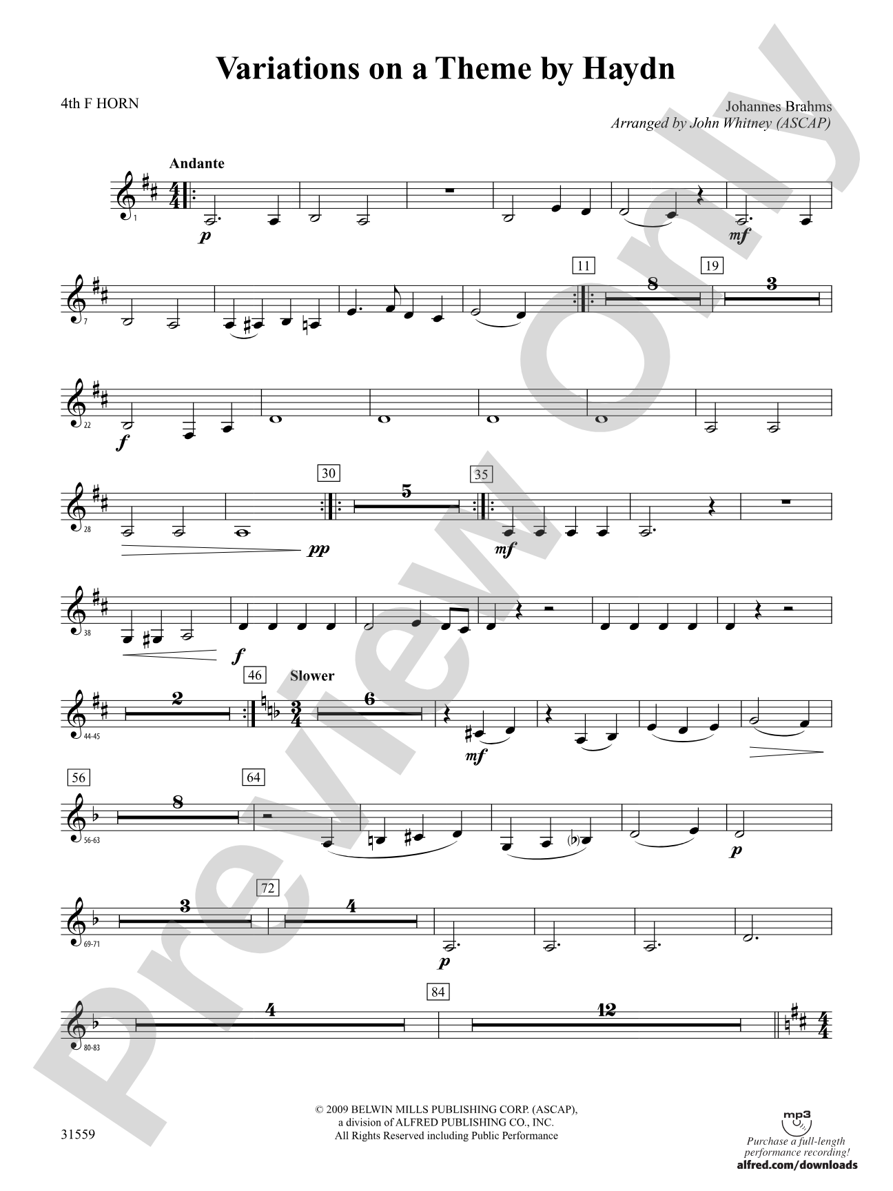Variations on a Theme by Haydn: 4th F Horn
