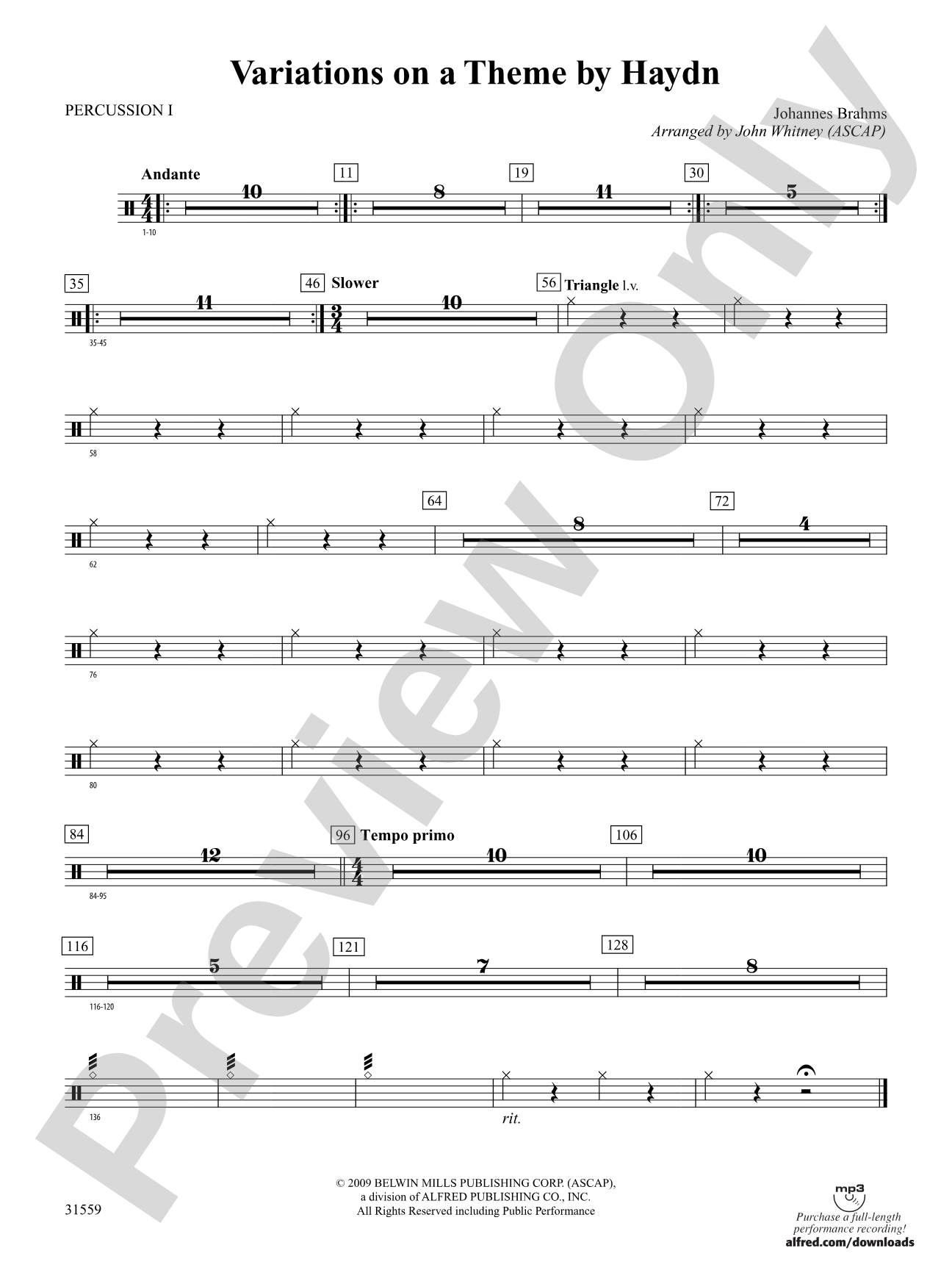 Variations on a Theme by Haydn: 1st Percussion