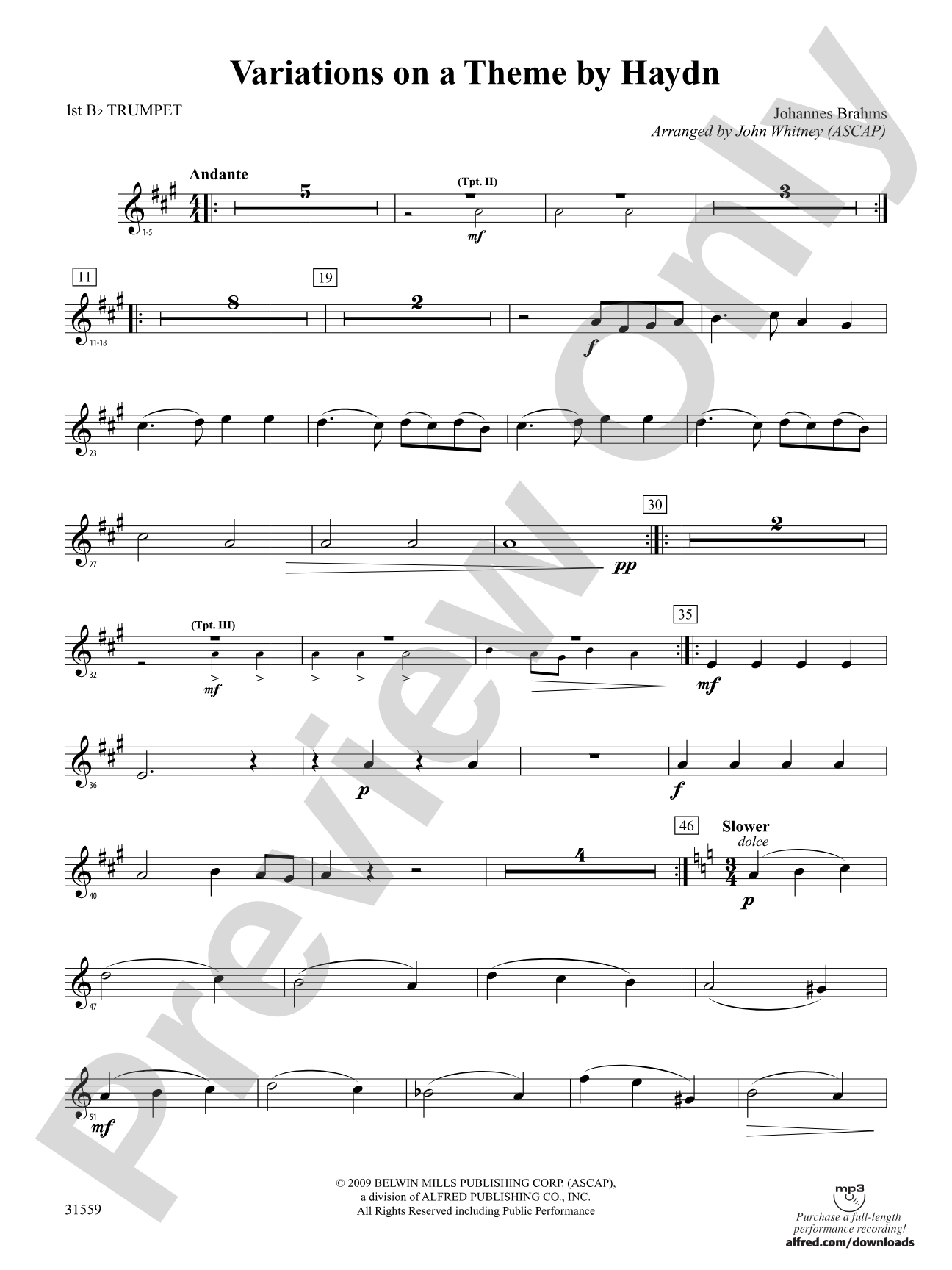 Variations on a Theme by Haydn: 1st B-flat Trumpet