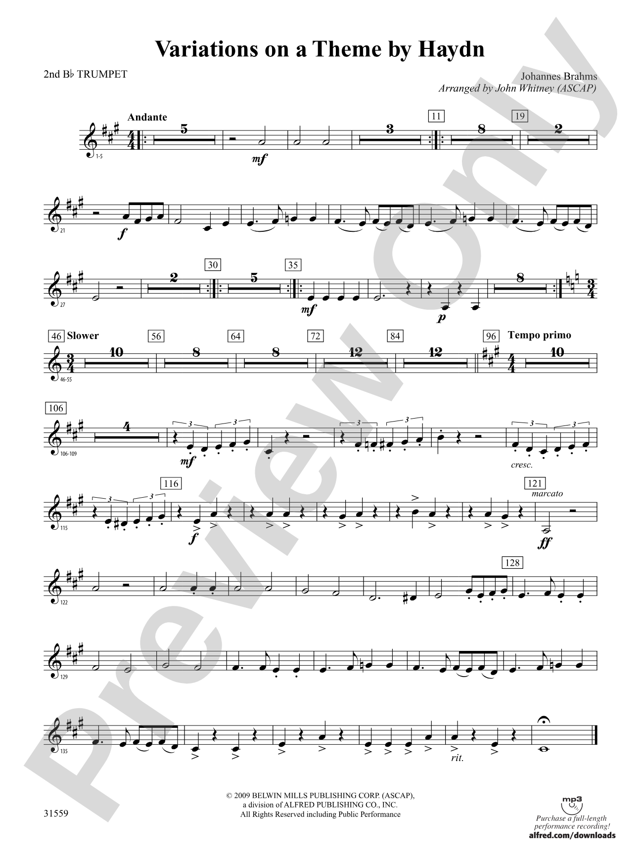 Variations on a Theme by Haydn: 2nd B-flat Trumpet