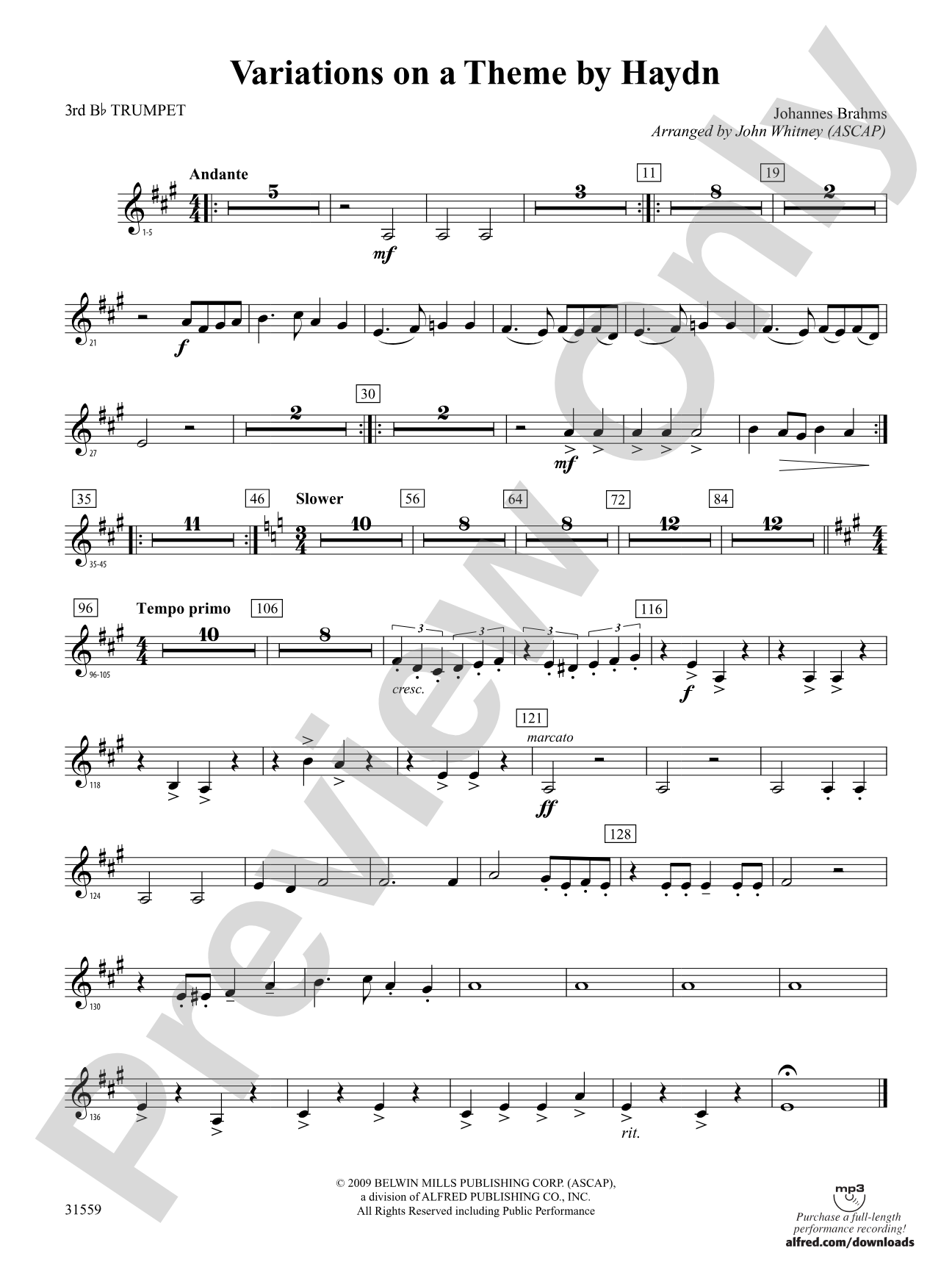 Variations on a Theme by Haydn: 3rd B-flat Trumpet
