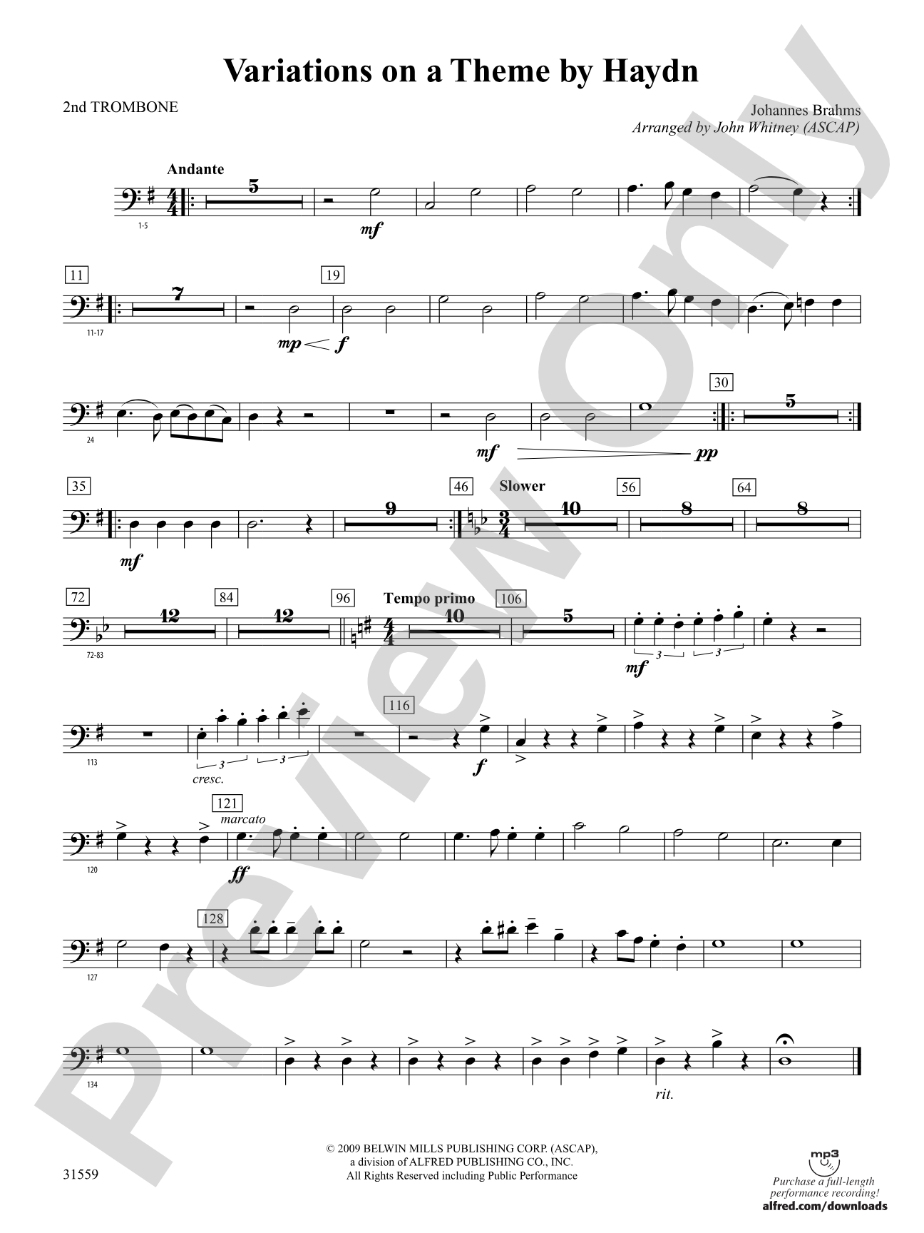 Variations on a Theme by Haydn: 2nd Trombone