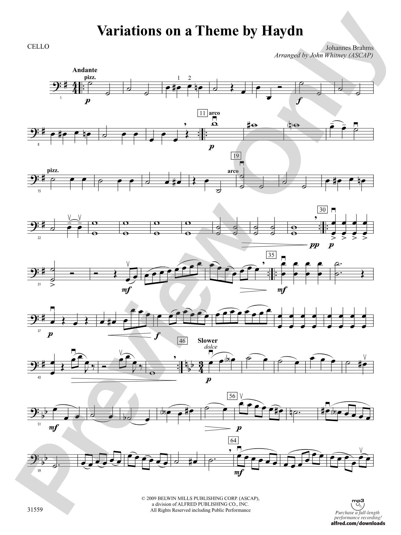 Variations on a Theme by Haydn: Cello
