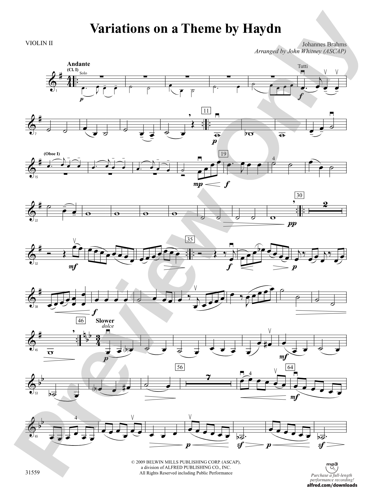 Variations on a Theme by Haydn: 2nd Violin