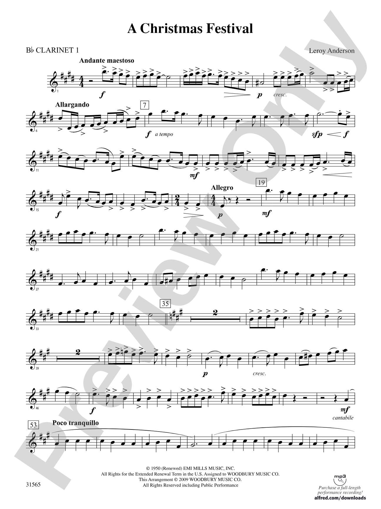 A Christmas Festival: 1st B-flat Clarinet