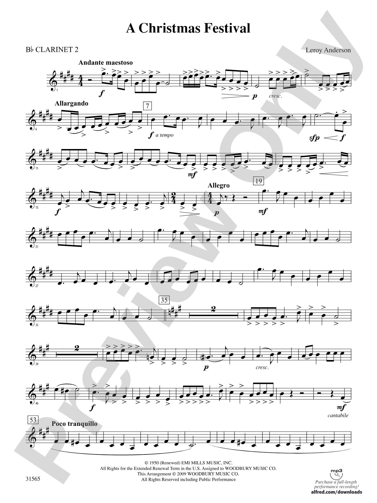 A Christmas Festival: 2nd B-flat Clarinet