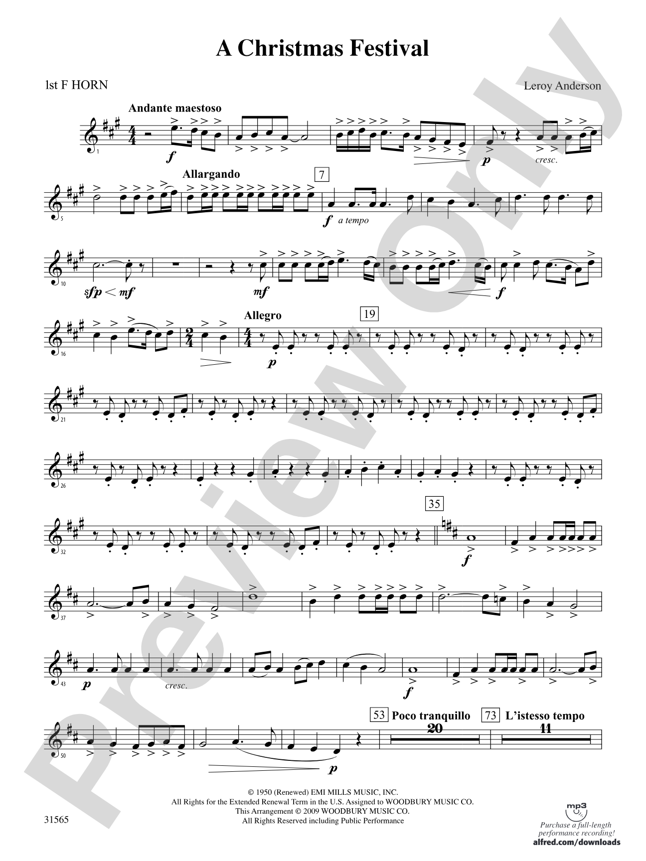 A Christmas Festival: 1st F Horn