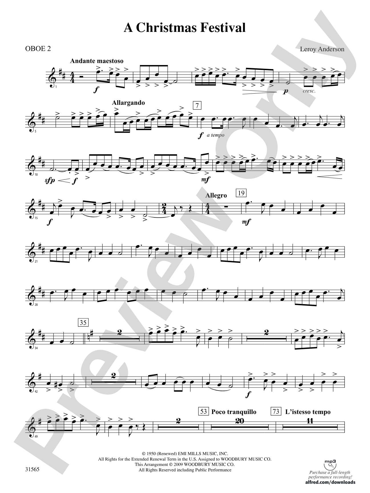 A Christmas Festival: 2nd Oboe