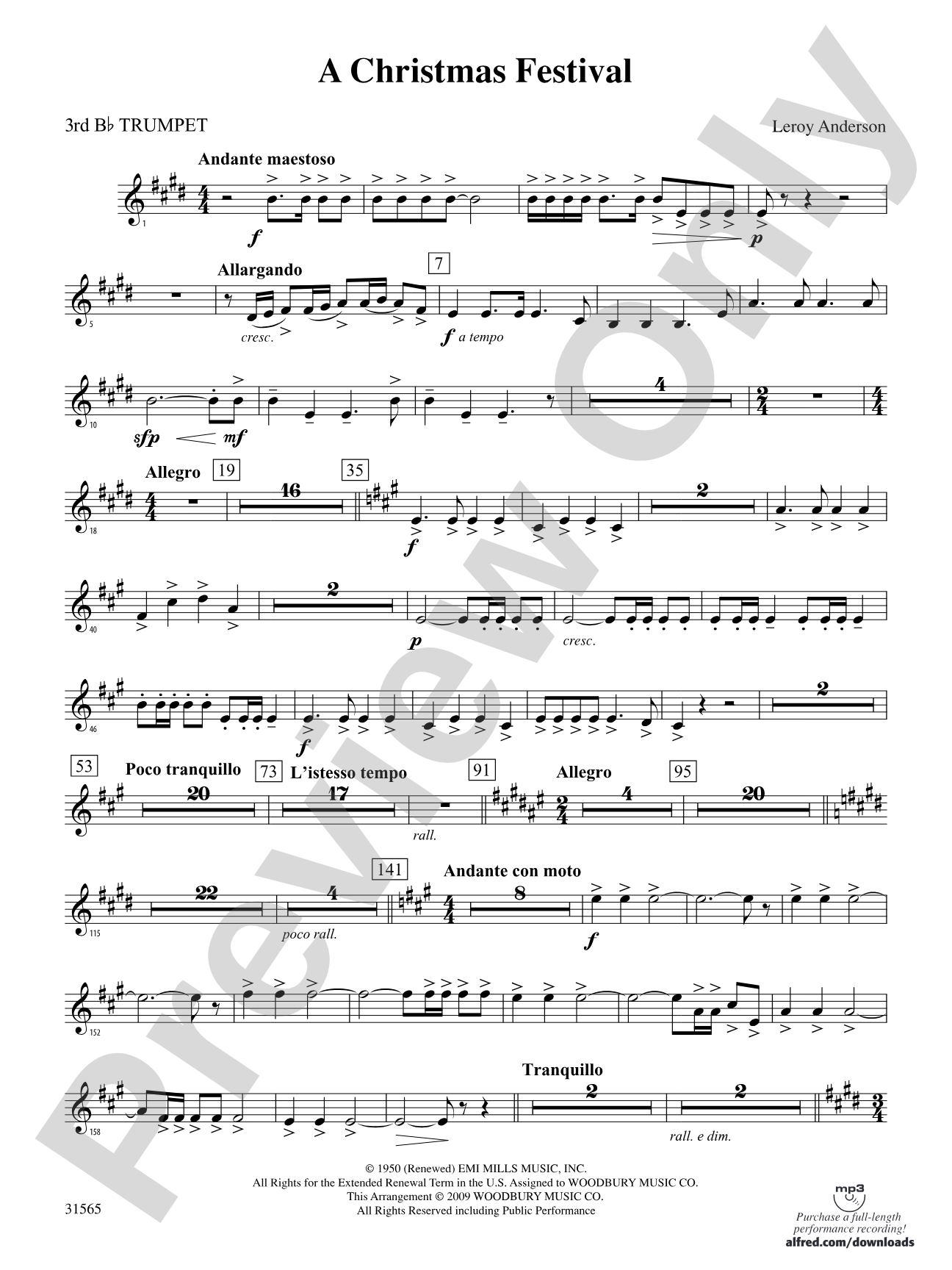 A Christmas Festival: 3rd B-flat Trumpet