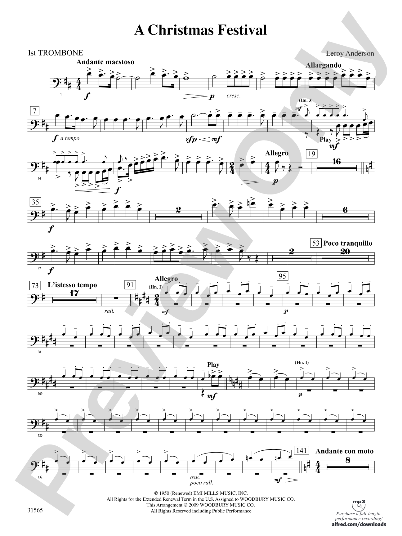 A Christmas Festival: 1st Trombone