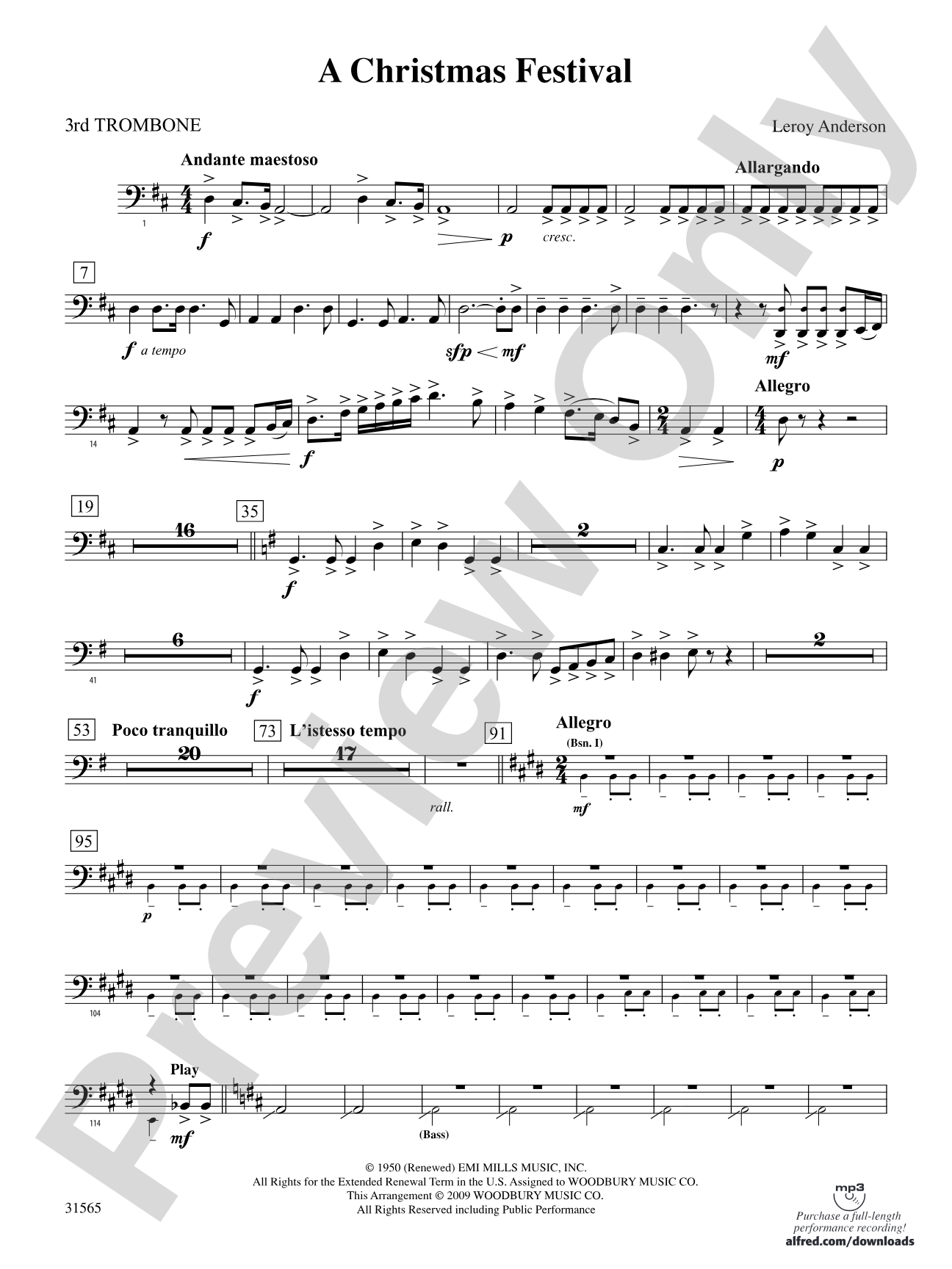 A Christmas Festival: 3rd Trombone