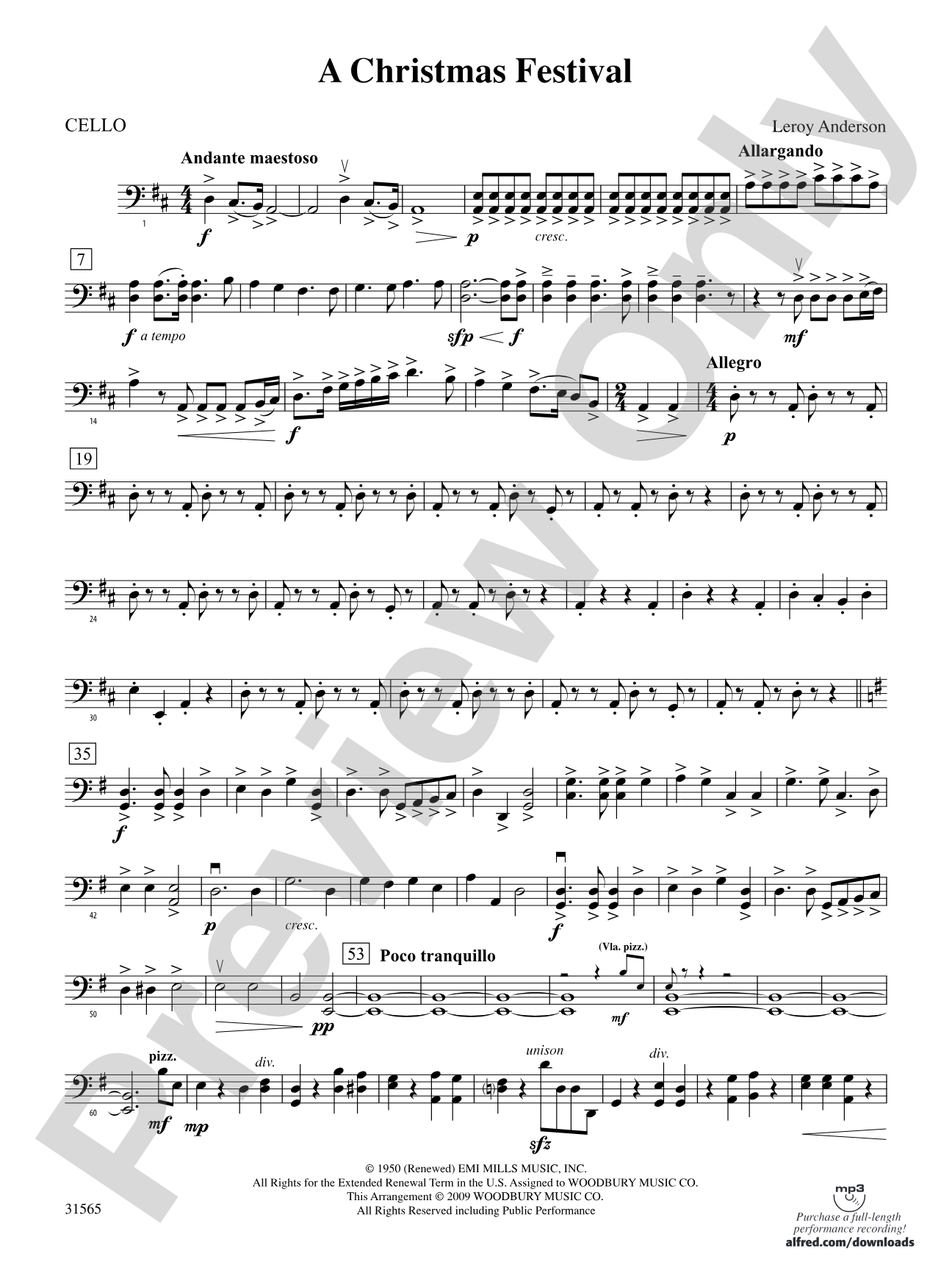 A Christmas Festival: Cello