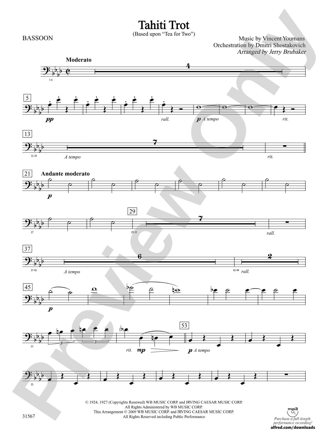 Tahiti Trot: Bassoon