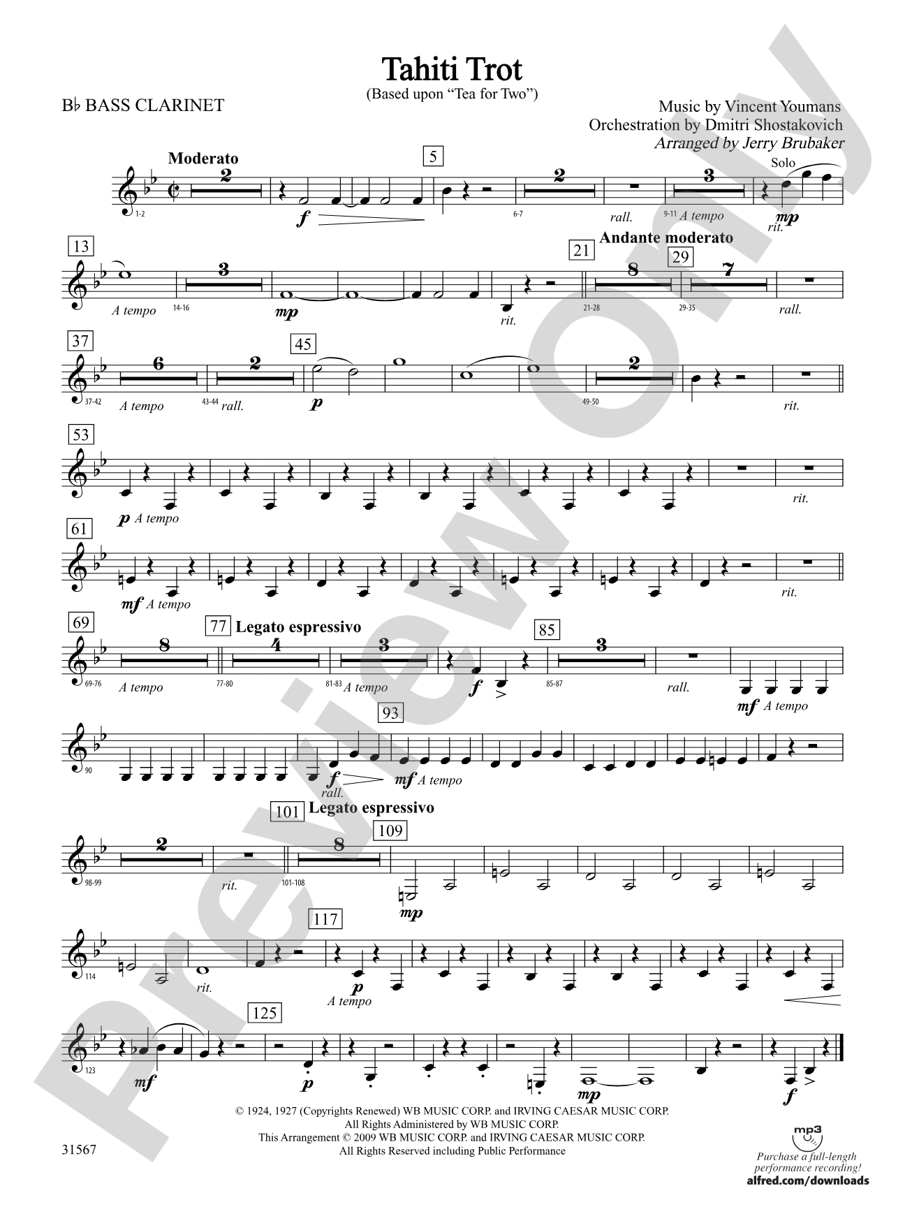 Tahiti Trot: B-flat Bass Clarinet