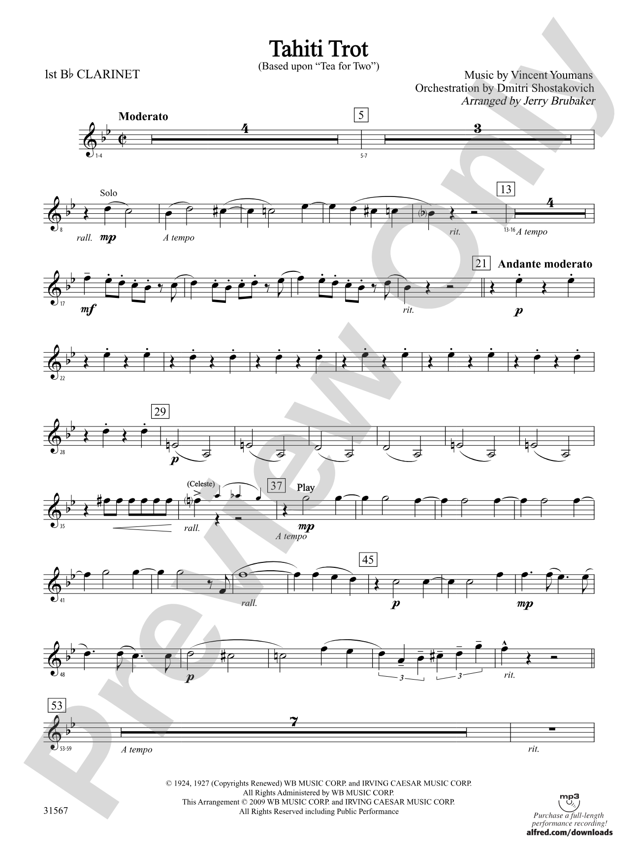 Tahiti Trot: 1st B-flat Clarinet