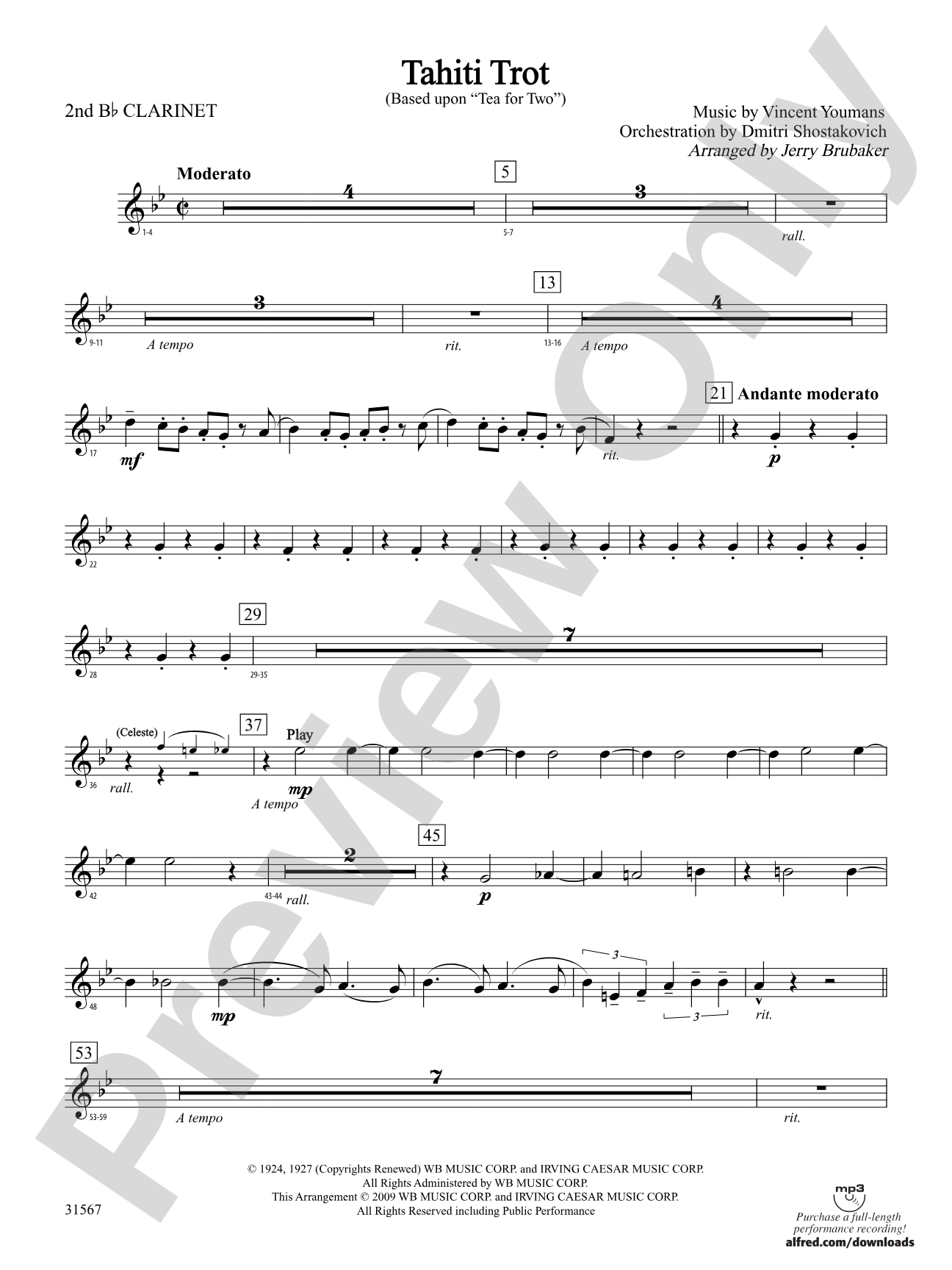Tahiti Trot: 2nd B-flat Clarinet