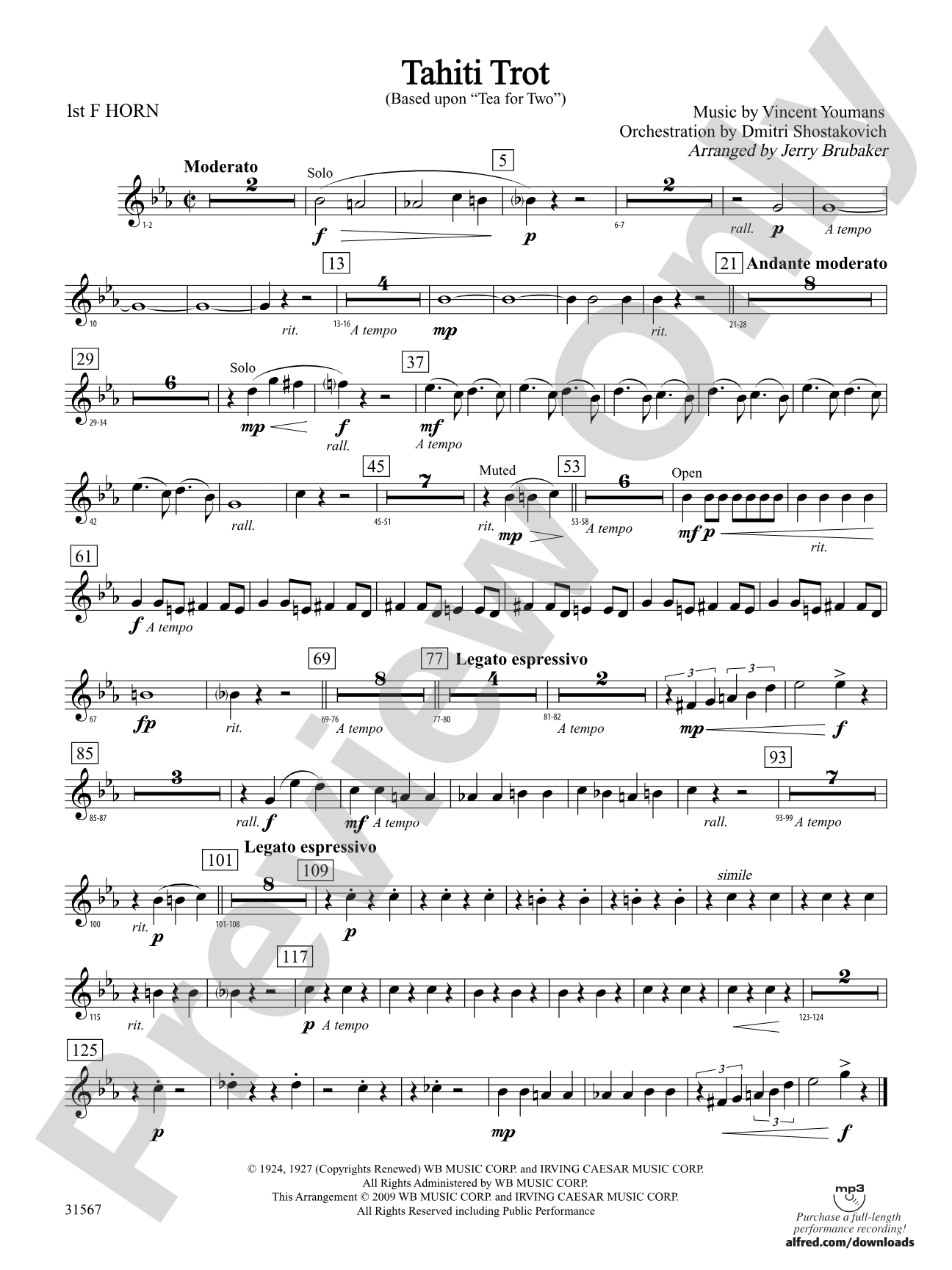 Tahiti Trot: 1st F Horn