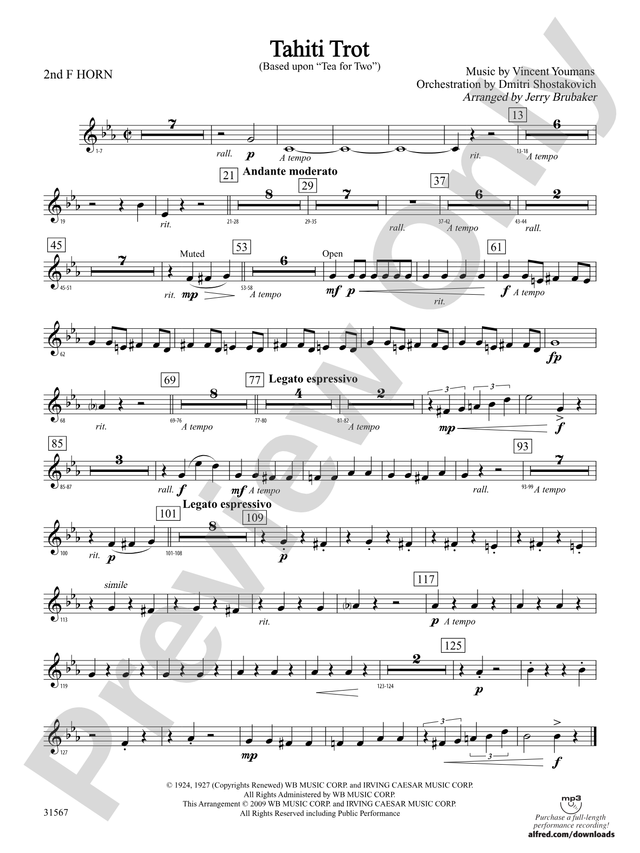 Tahiti Trot: 2nd F Horn