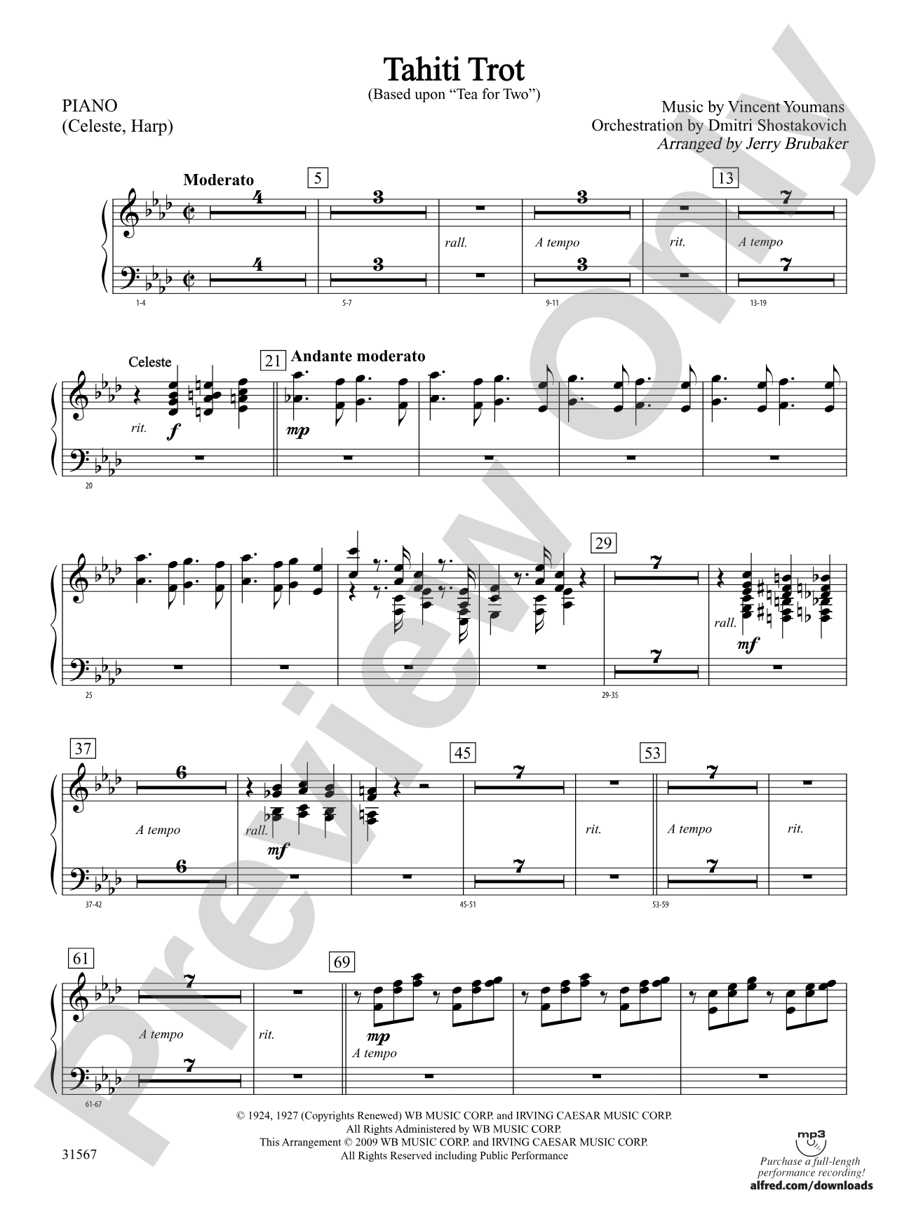 Tahiti Trot: Piano Accompaniment