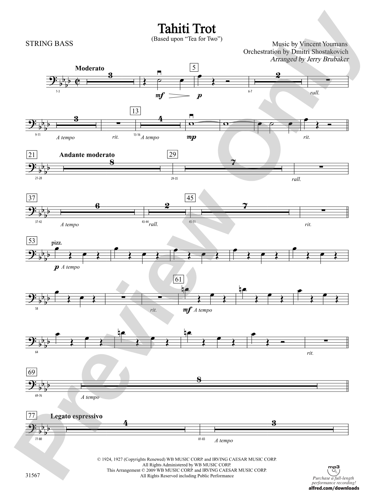 Tahiti Trot: String Bass