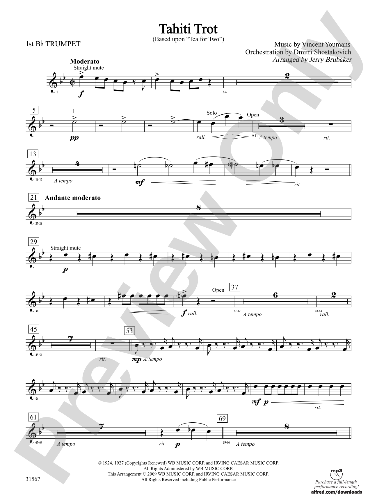 Tahiti Trot: 1st B-flat Trumpet