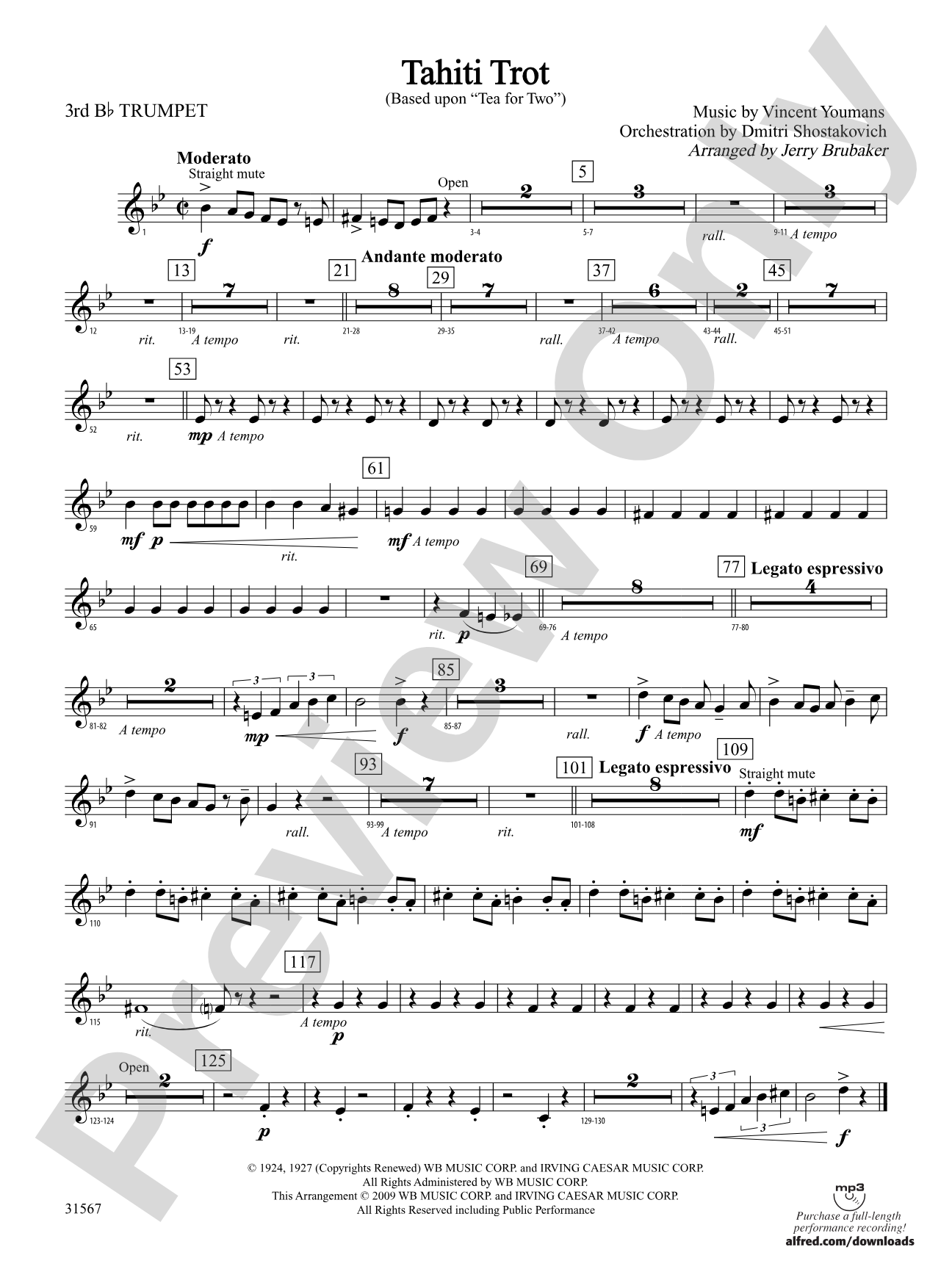 Tahiti Trot: 3rd B-flat Trumpet