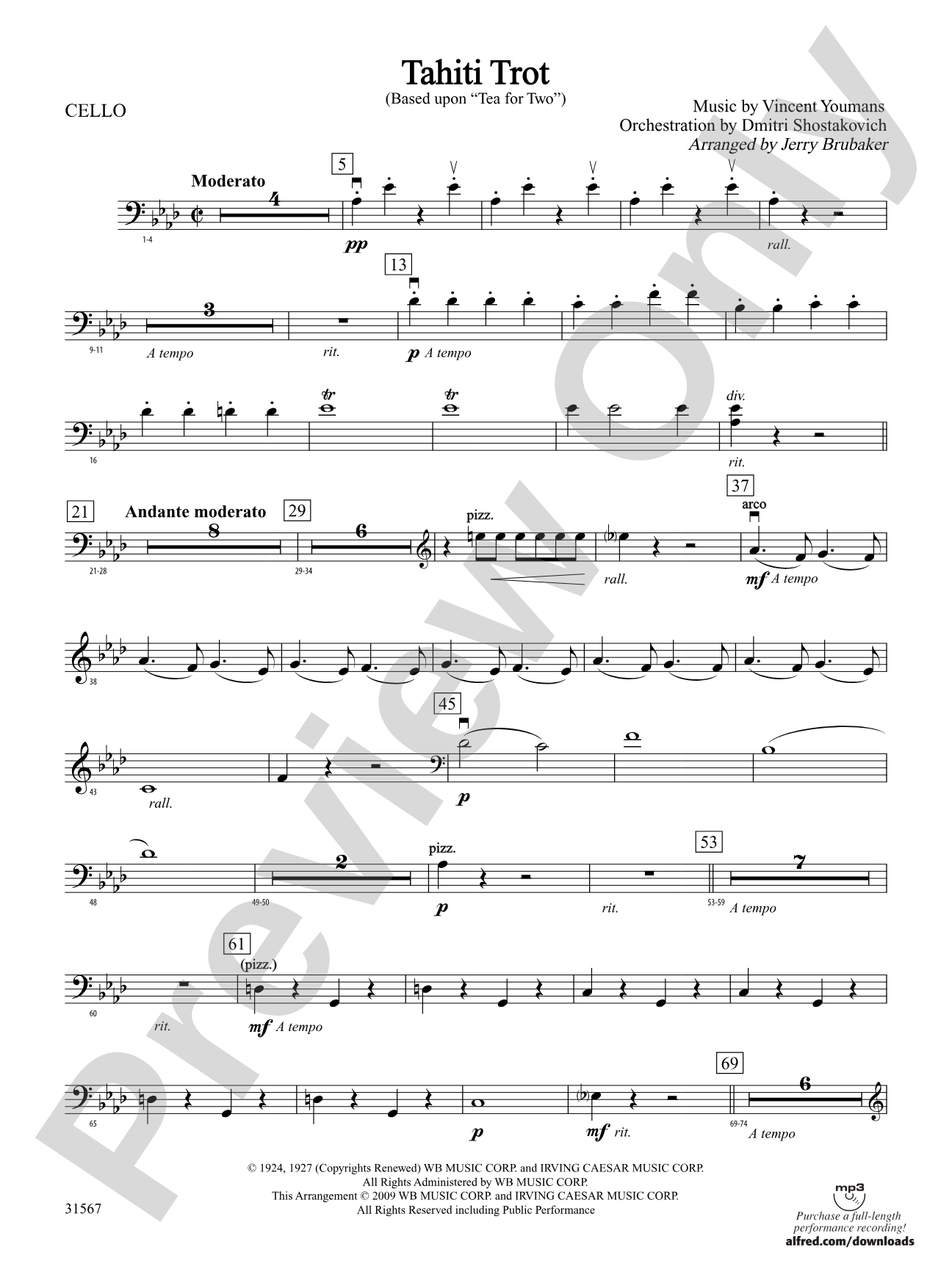 Tahiti Trot: Cello