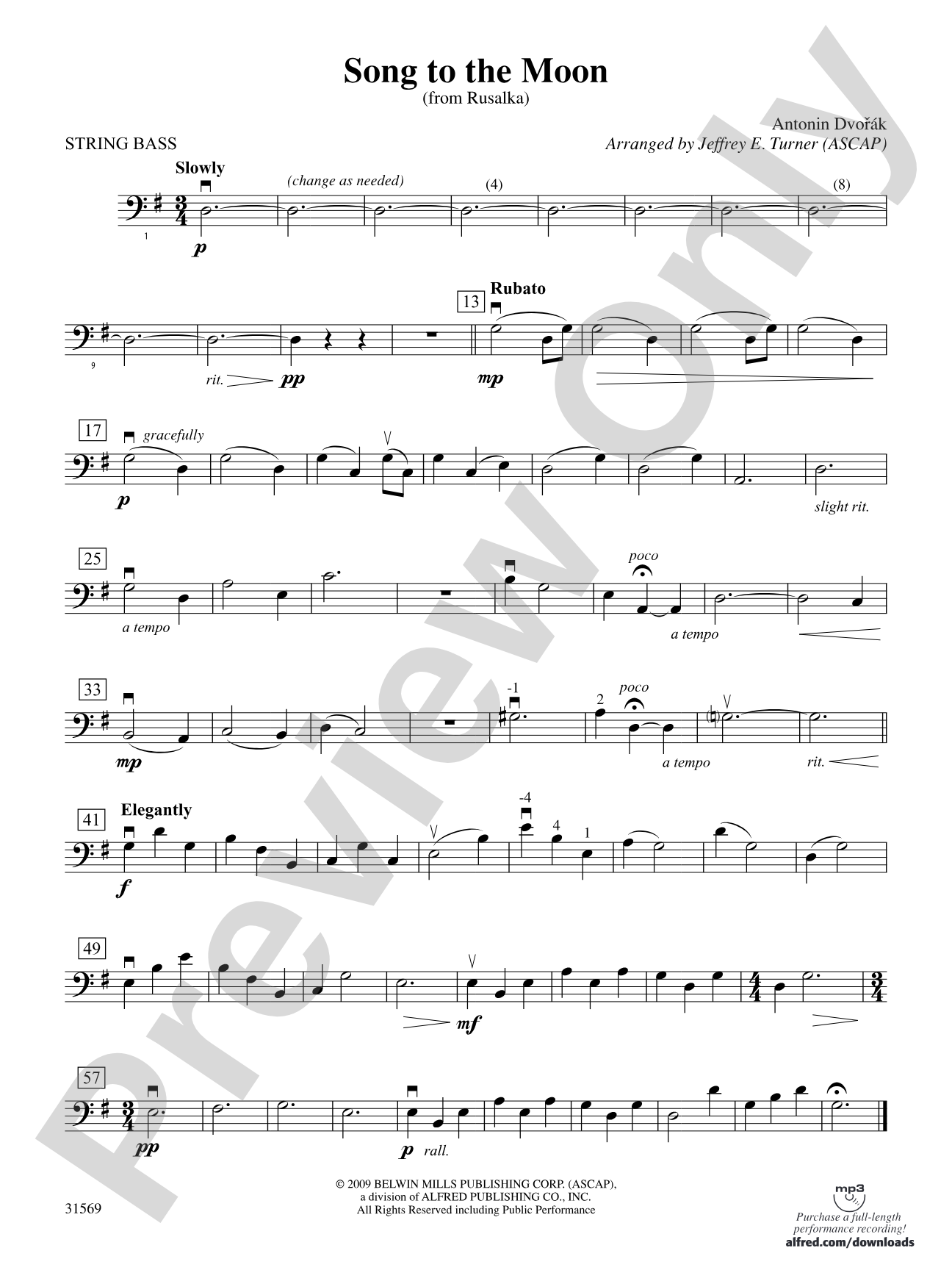 Song to the Moon (From Rusalka): String Bass