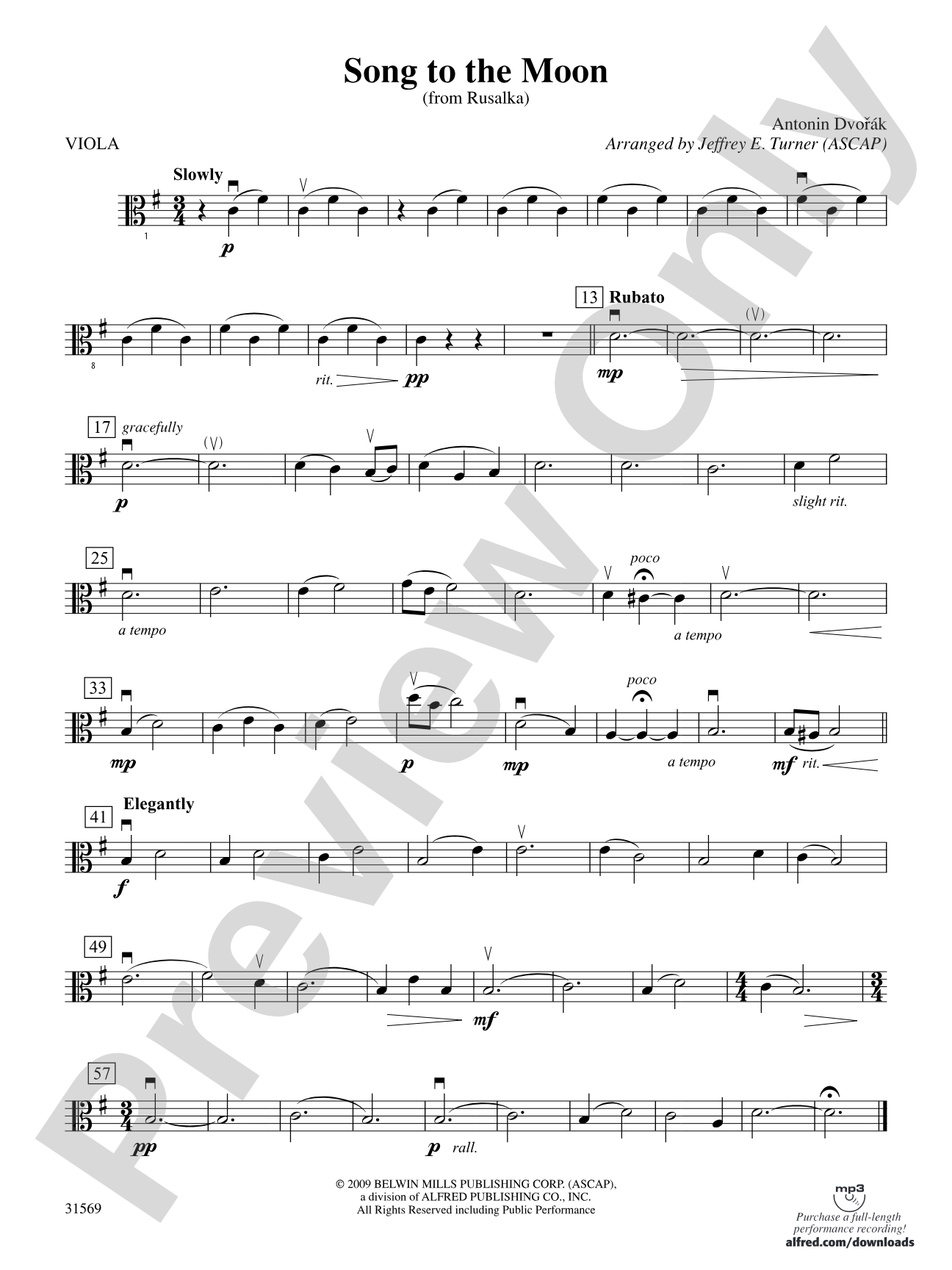 Song to the Moon (From Rusalka): Viola