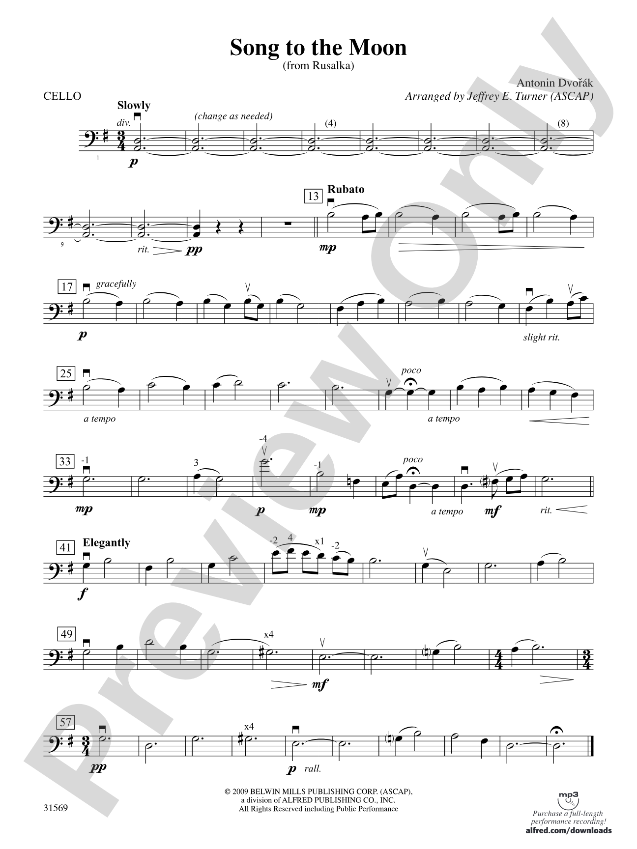 Song to the Moon (From Rusalka): Cello