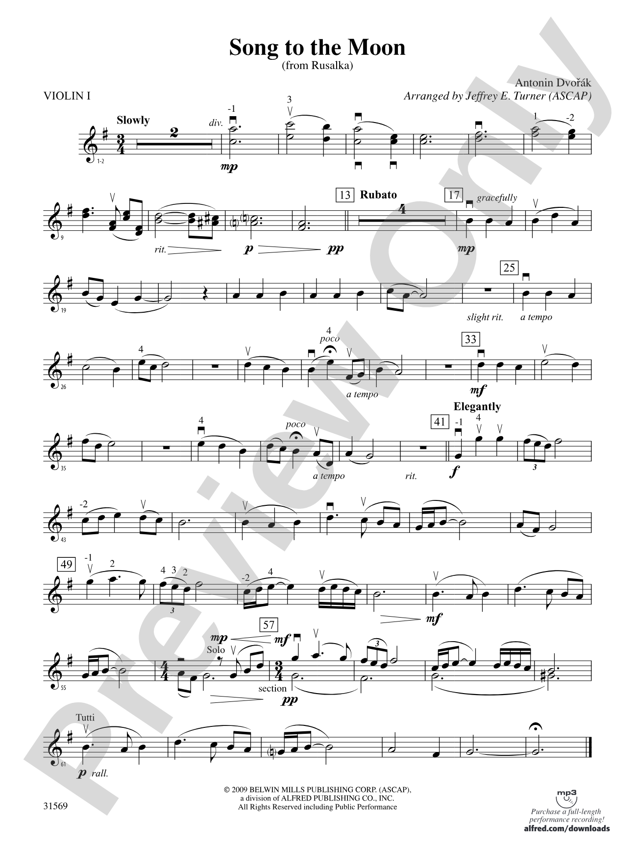 Song to the Moon (From Rusalka): 1st Violin