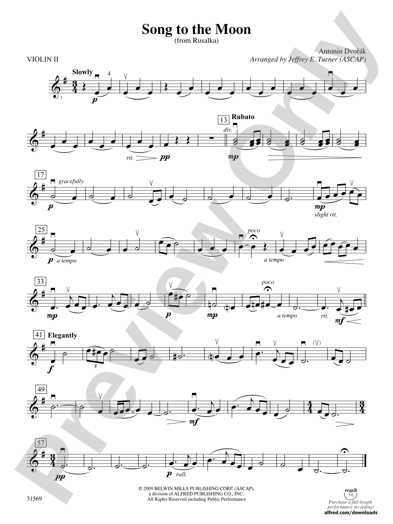 Song to the Moon (From Rusalka): 2nd Violin